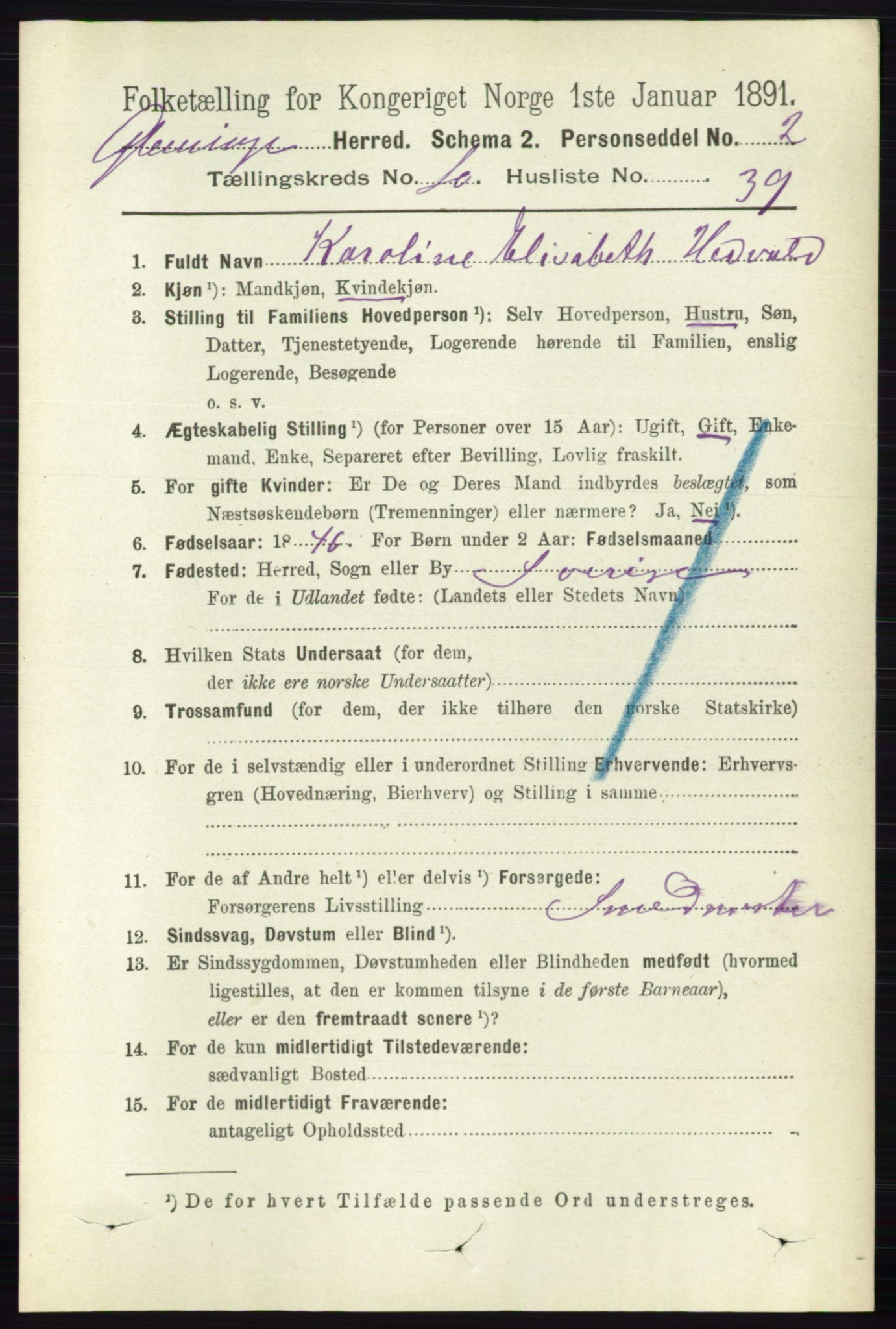 RA, 1891 census for 0132 Glemmen, 1891, p. 10268