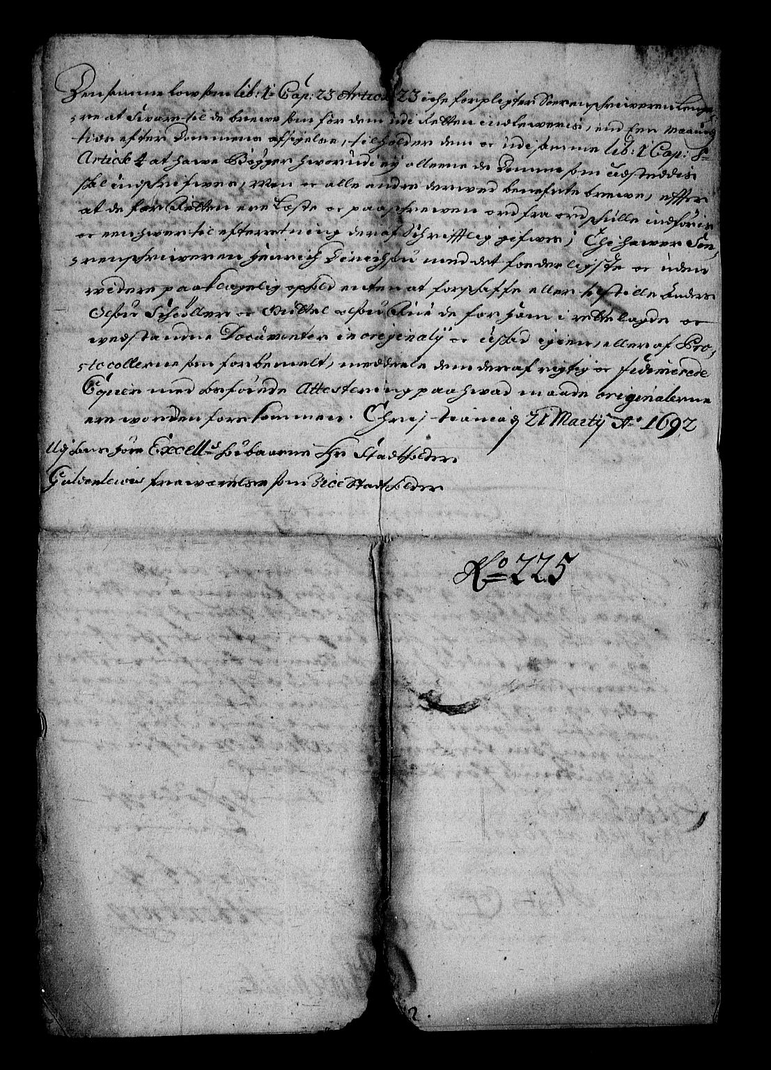 Stattholderembetet 1572-1771, RA/EA-2870/Af/L0004: Avskrifter av vedlegg til originale supplikker, nummerert i samsvar med supplikkbøkene, 1691-1694, p. 167