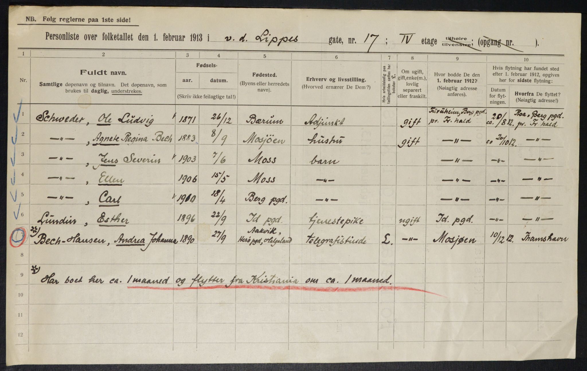 OBA, Municipal Census 1913 for Kristiania, 1913, p. 125323