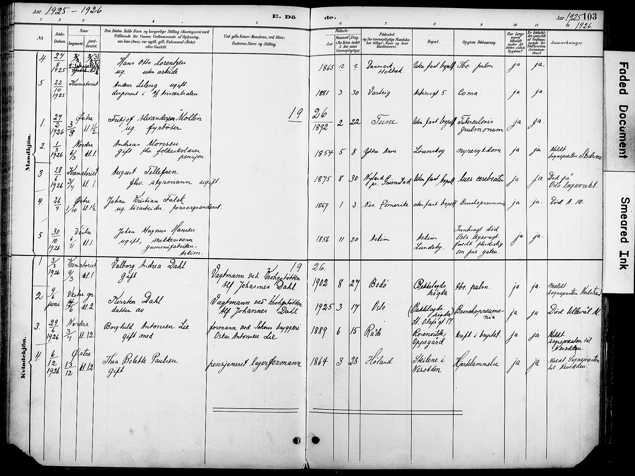 Krohgstøtten sykehusprest Kirkebøker, SAO/A-10854/F/Fa/L0003: Parish register (official) no. 3, 1890-1935, p. 103