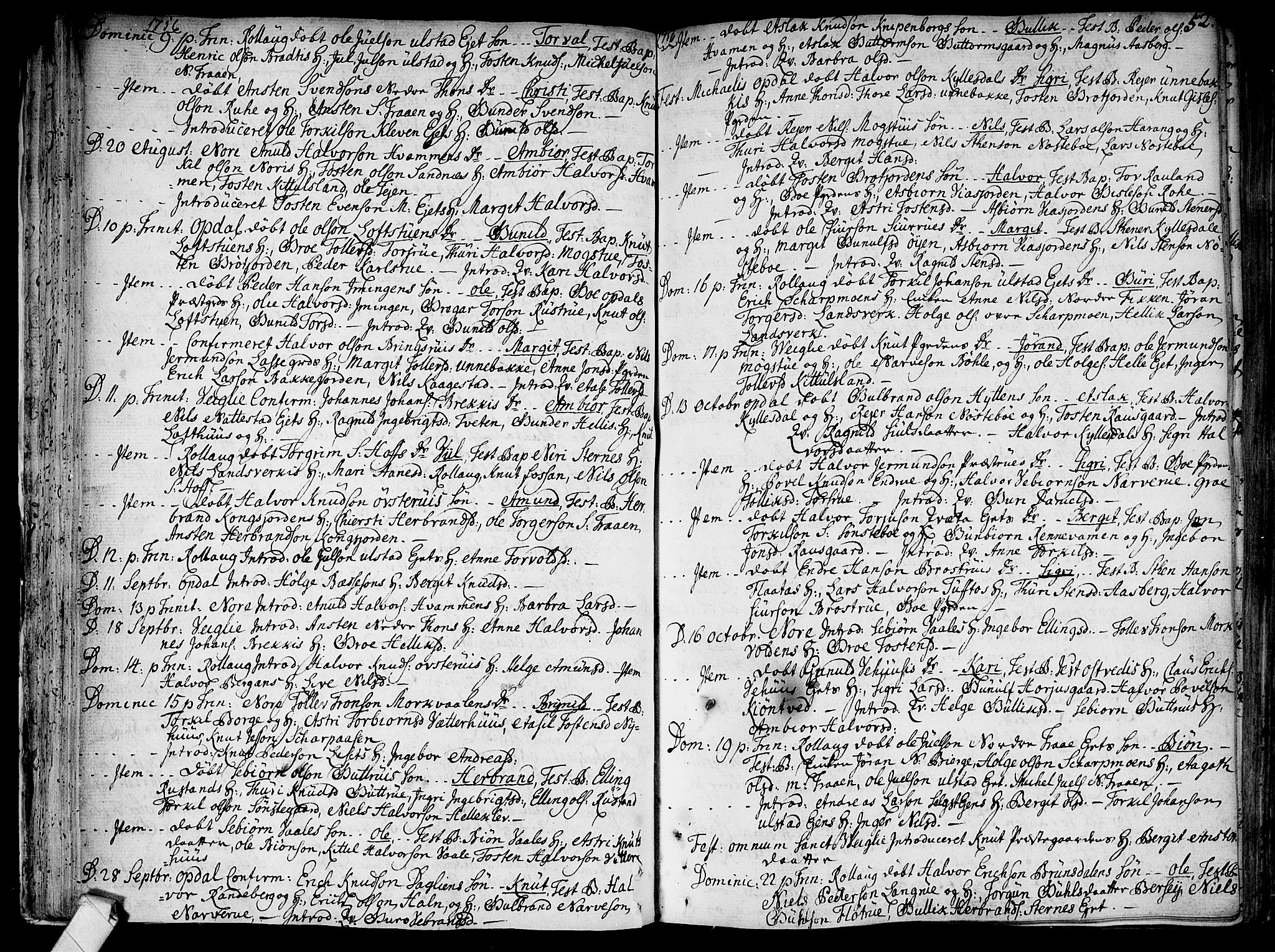 Rollag kirkebøker, SAKO/A-240/F/Fa/L0003: Parish register (official) no. I 3, 1743-1778, p. 52