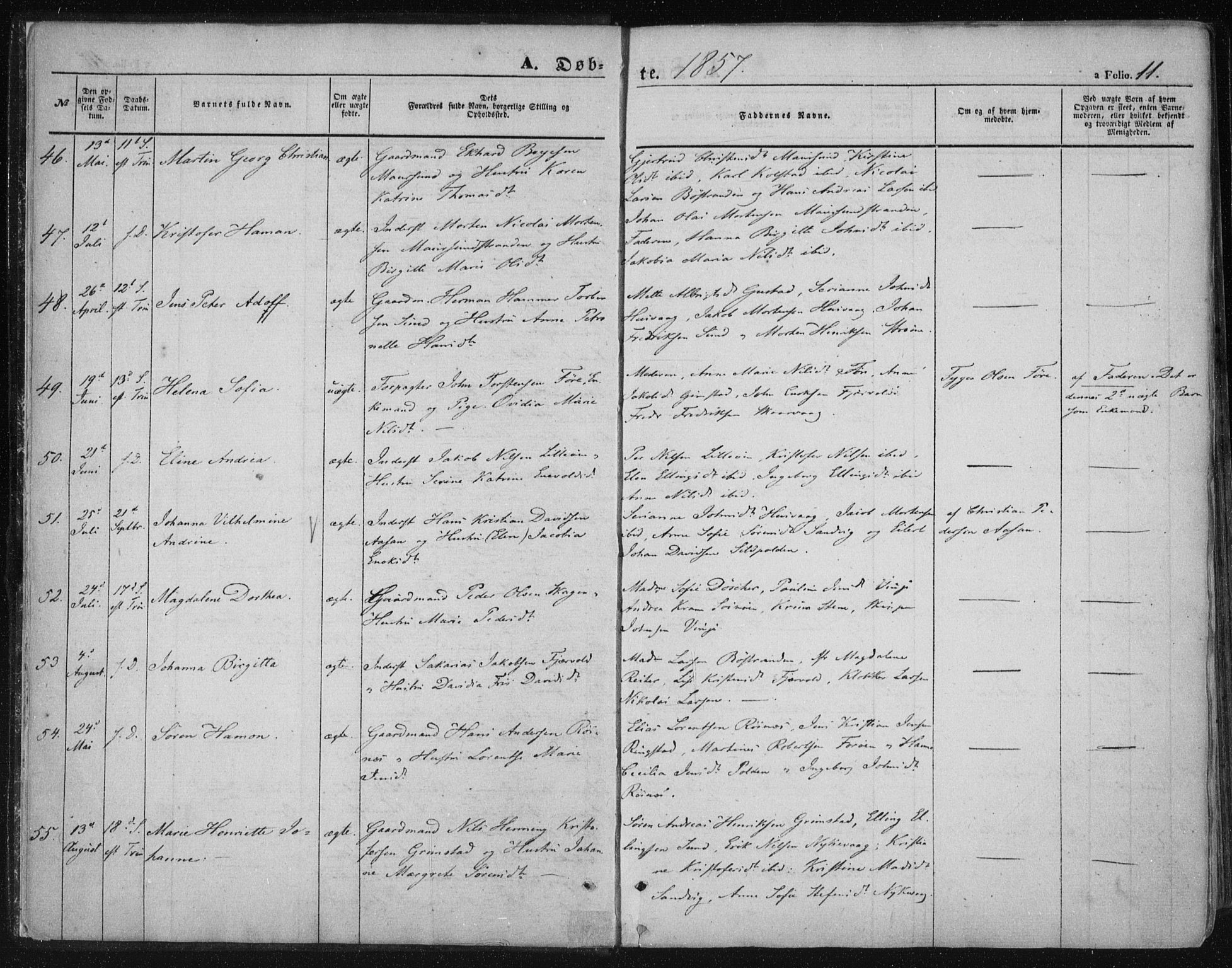 Ministerialprotokoller, klokkerbøker og fødselsregistre - Nordland, SAT/A-1459/891/L1300: Parish register (official) no. 891A05, 1856-1870, p. 11