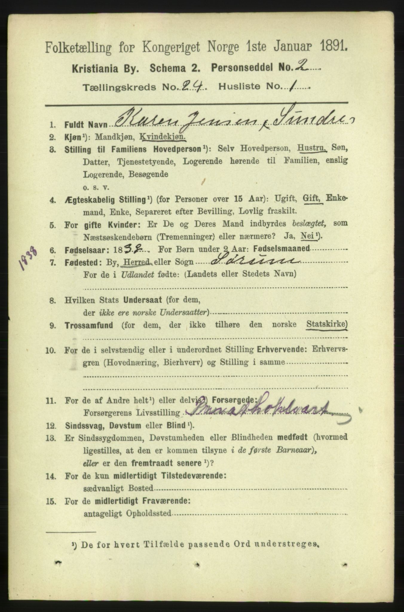 RA, 1891 census for 0301 Kristiania, 1891, p. 11600