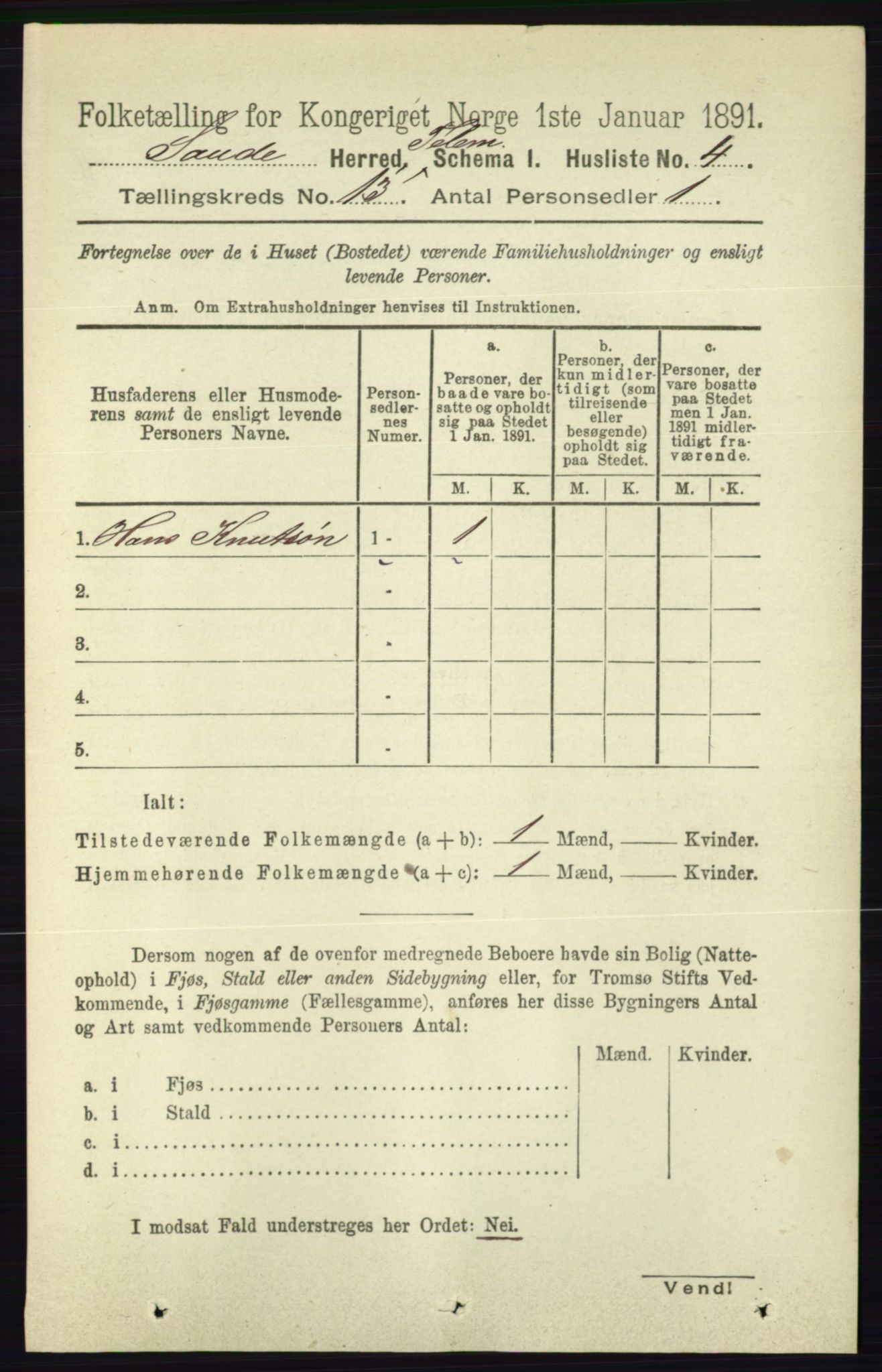 RA, 1891 census for 0822 Sauherad, 1891, p. 3895