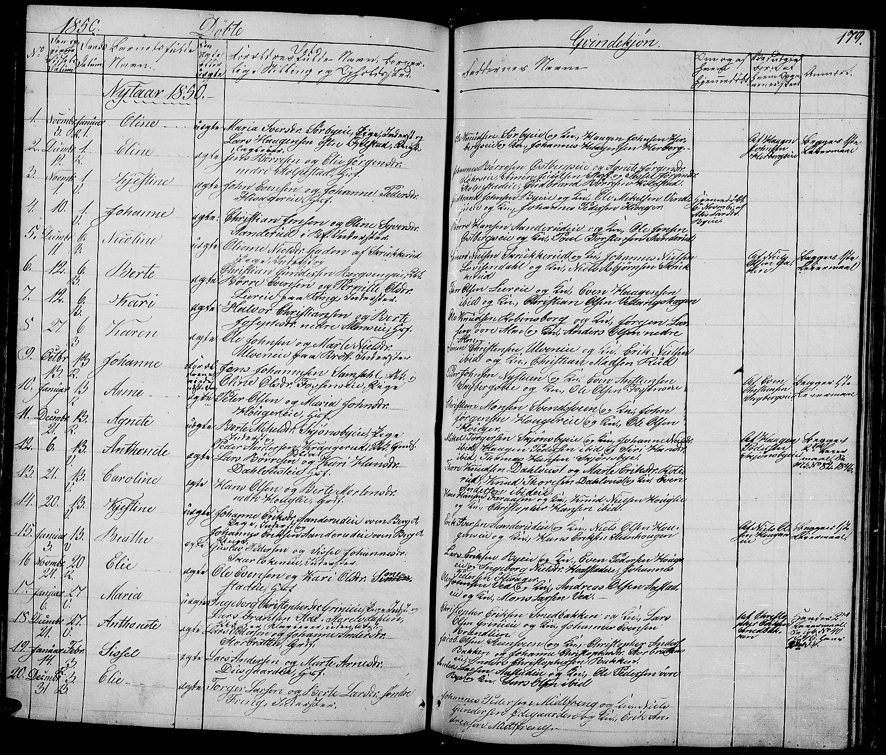 Ringsaker prestekontor, AV/SAH-PREST-014/L/La/L0005: Parish register (copy) no. 5, 1839-1850, p. 179