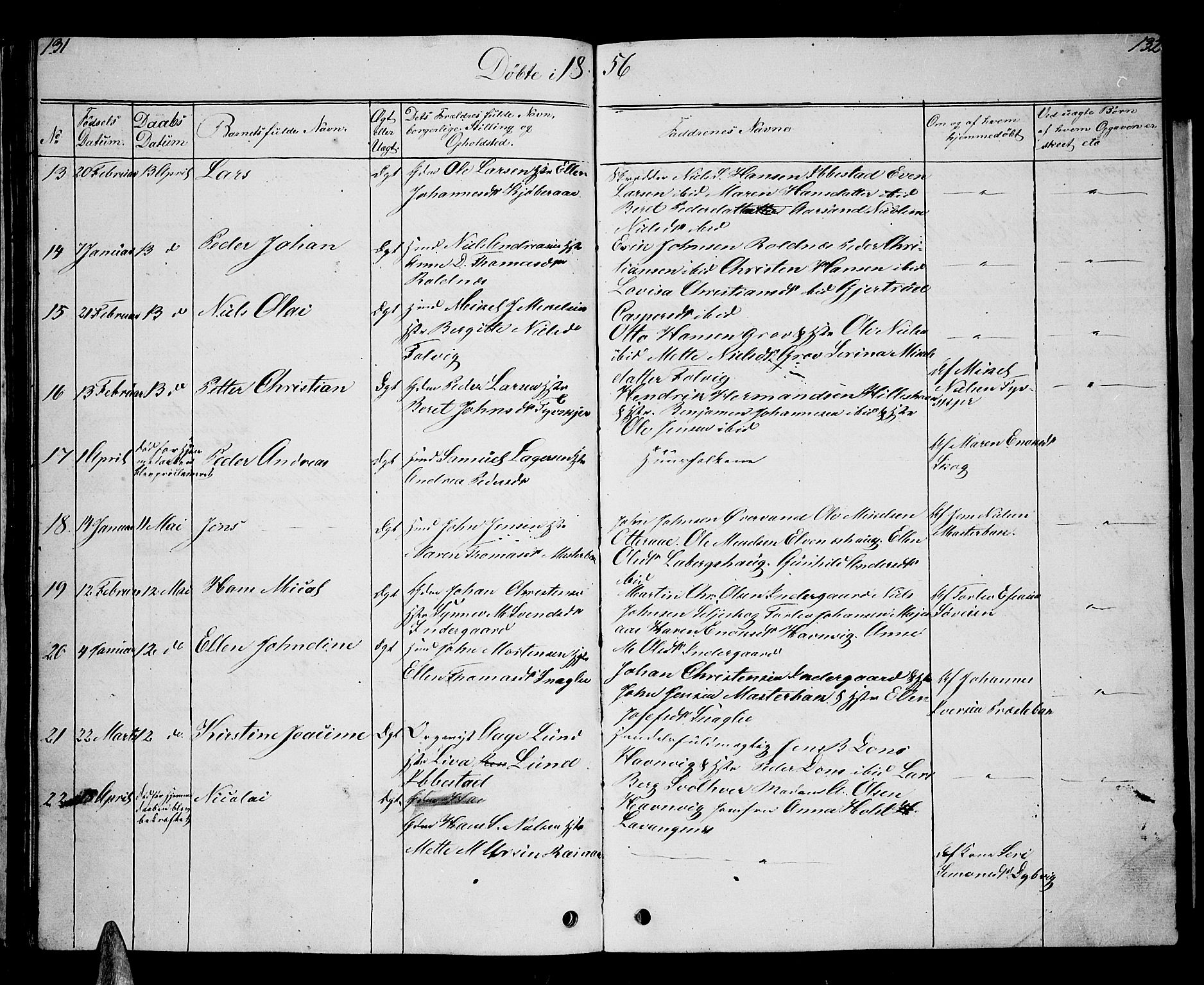 Ibestad sokneprestembete, AV/SATØ-S-0077/H/Ha/Hab/L0004klokker: Parish register (copy) no. 4, 1852-1860, p. 131-132