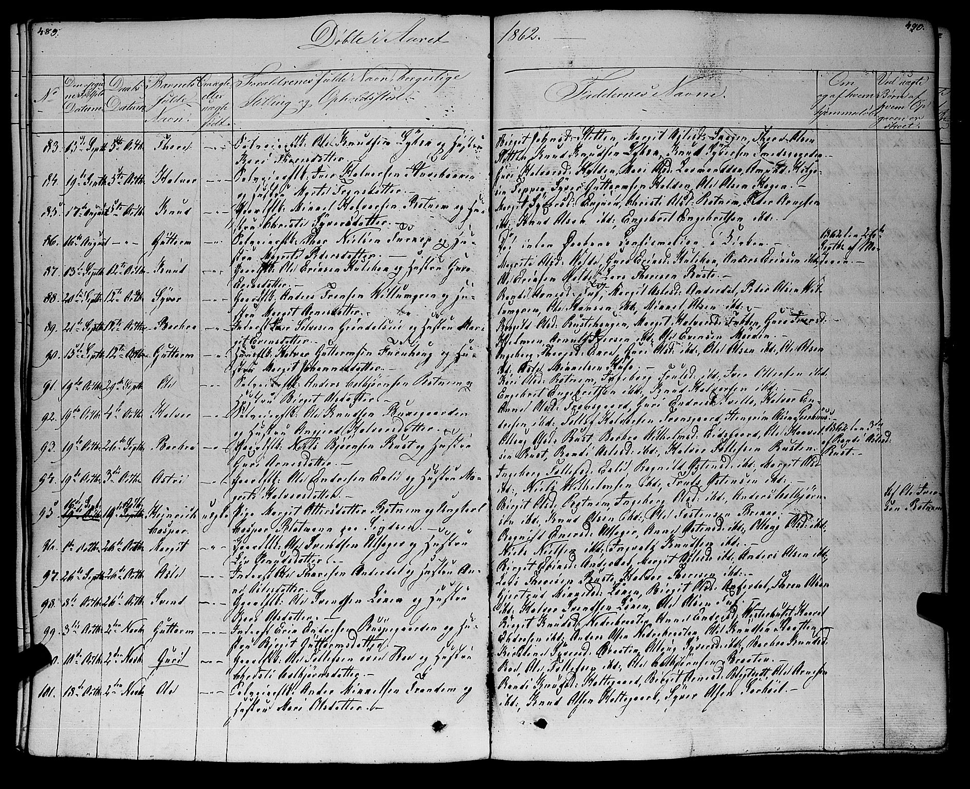 Gol kirkebøker, AV/SAKO-A-226/F/Fa/L0002: Parish register (official) no. I 2, 1837-1863, p. 489-490