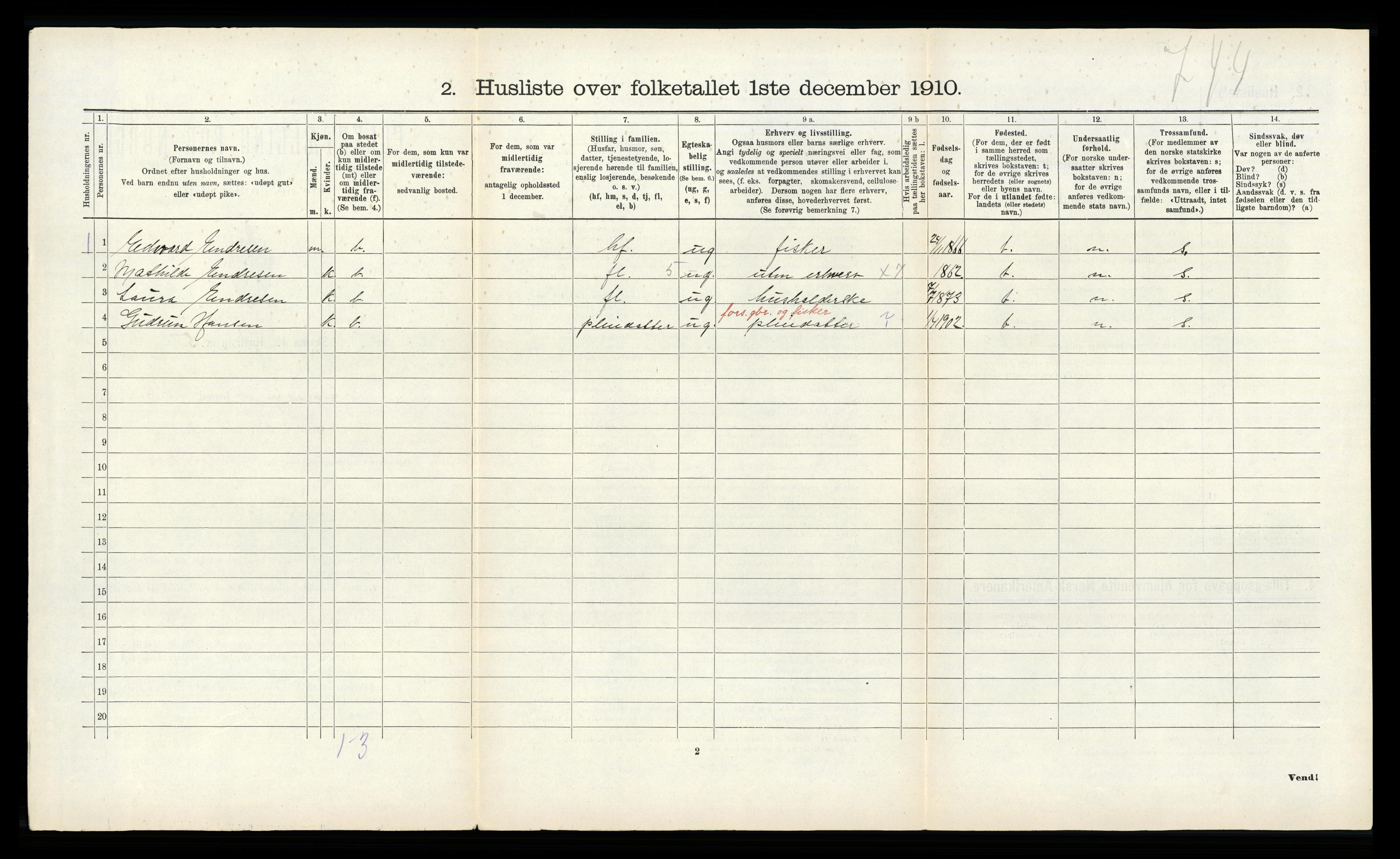 RA, 1910 census for Hamarøy, 1910, p. 95