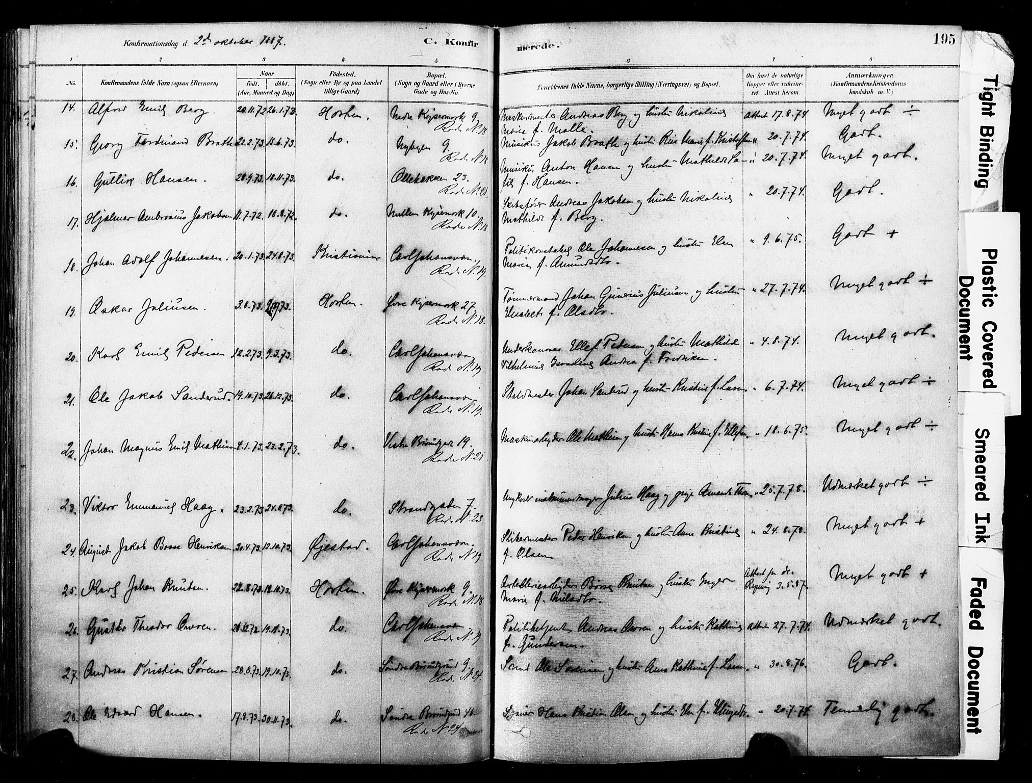 Horten kirkebøker, AV/SAKO-A-348/F/Fa/L0003: Parish register (official) no. 3, 1878-1887, p. 195