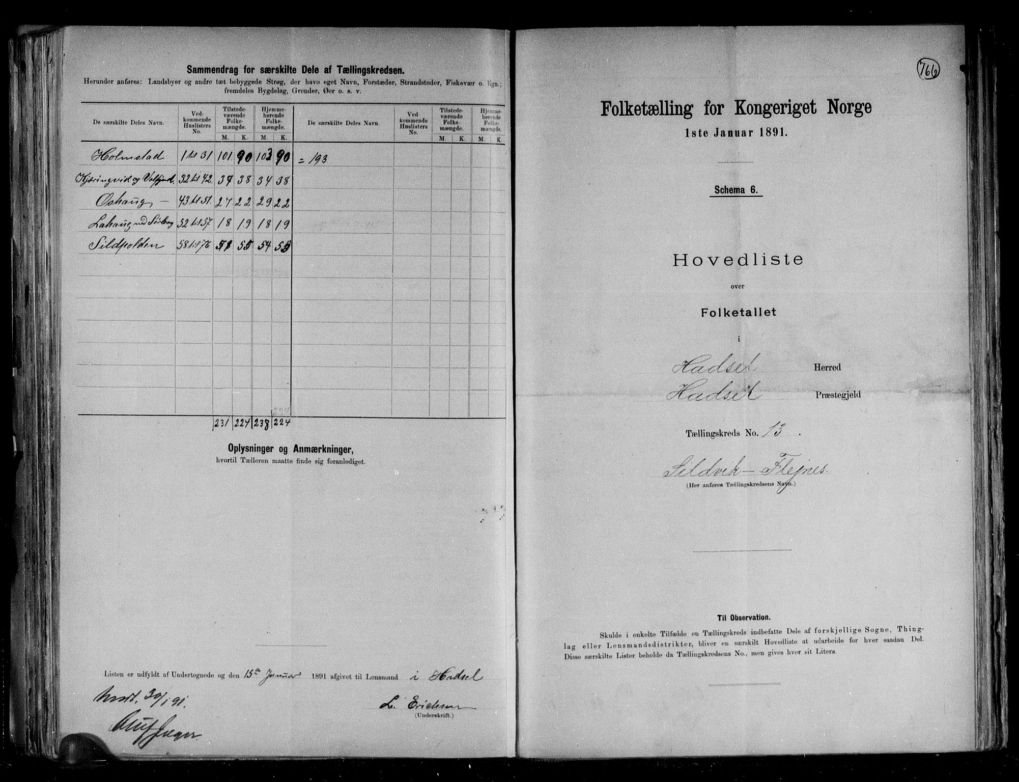 RA, 1891 census for 1866 Hadsel, 1891, p. 31