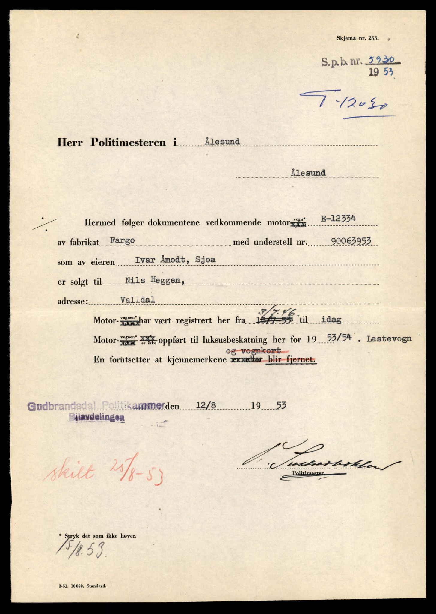Møre og Romsdal vegkontor - Ålesund trafikkstasjon, AV/SAT-A-4099/F/Fe/L0035: Registreringskort for kjøretøy T 12653 - T 12829, 1927-1998, p. 3100