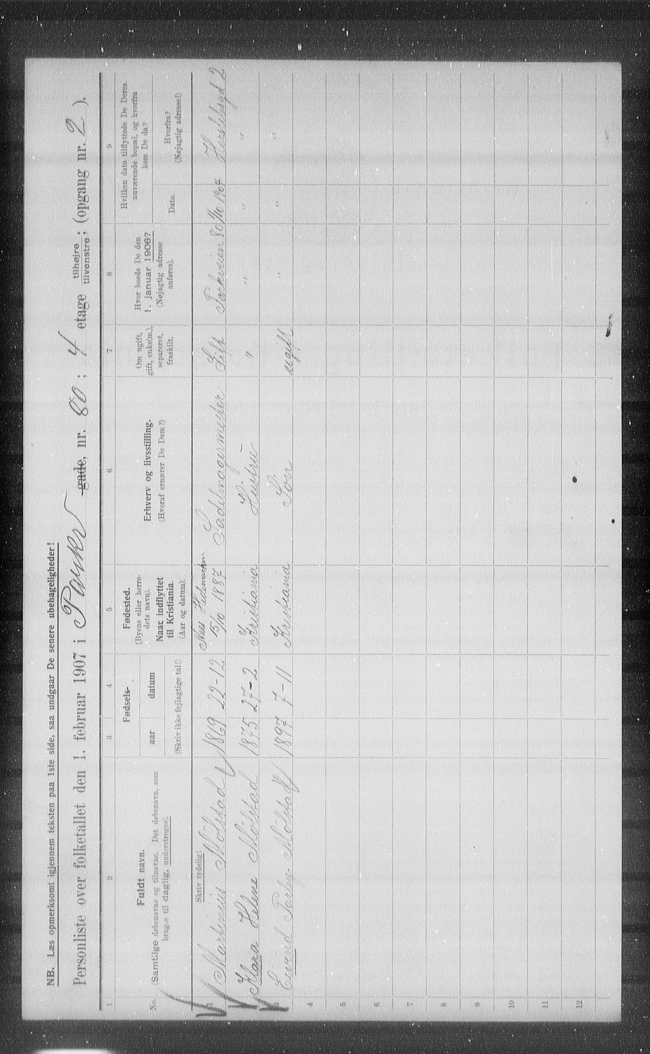 OBA, Municipal Census 1907 for Kristiania, 1907, p. 40206