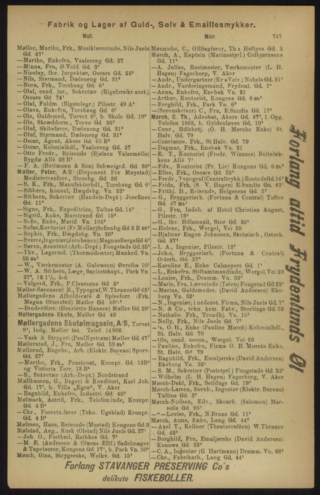 Kristiania/Oslo adressebok, PUBL/-, 1911, p. 747
