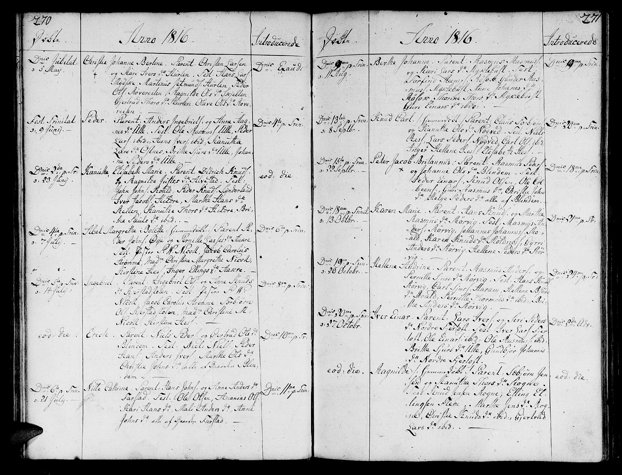 Ministerialprotokoller, klokkerbøker og fødselsregistre - Møre og Romsdal, AV/SAT-A-1454/536/L0494: Parish register (official) no. 536A03, 1803-1836, p. 270-271