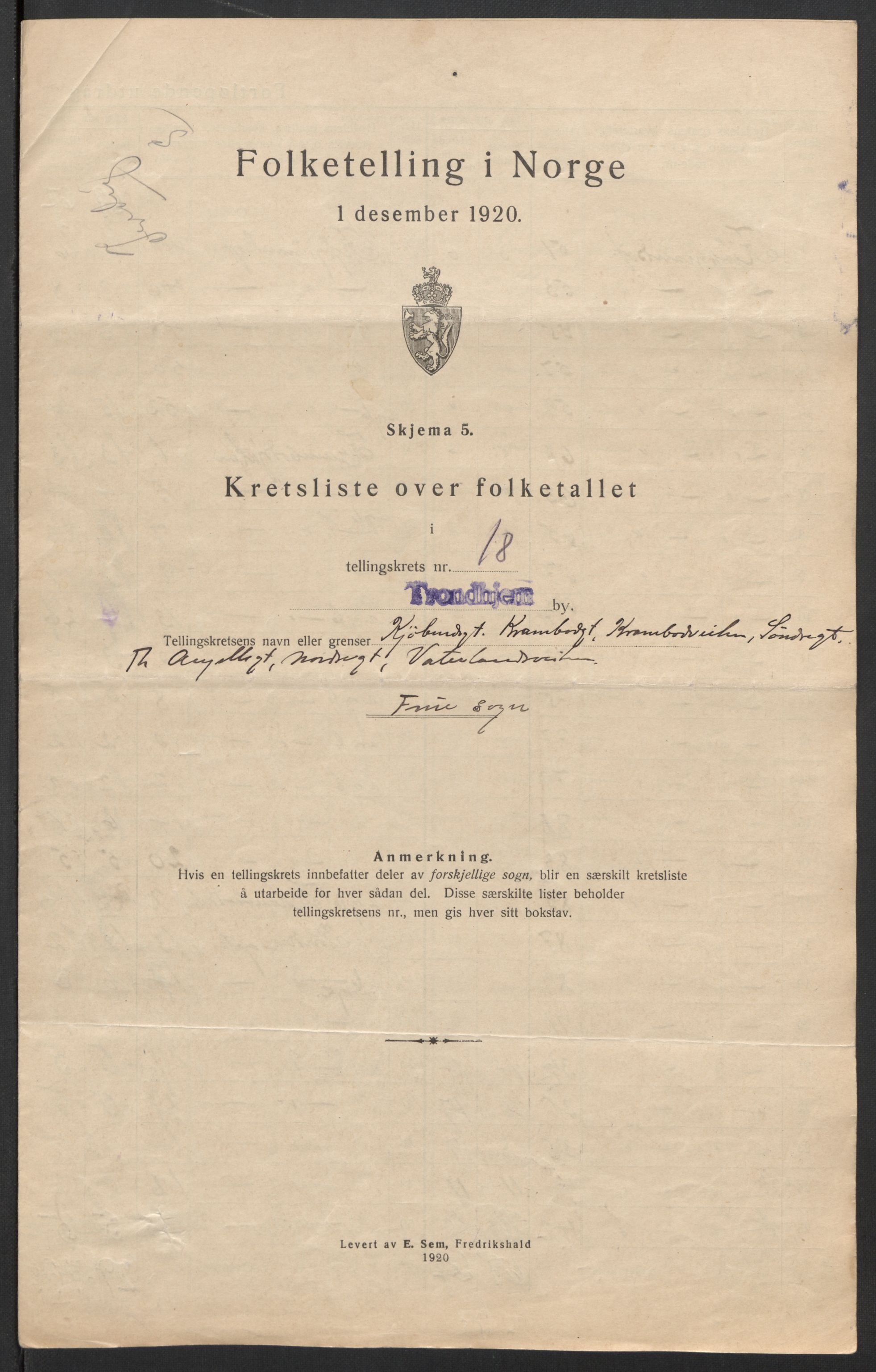 SAT, 1920 census for Trondheim, 1920, p. 68