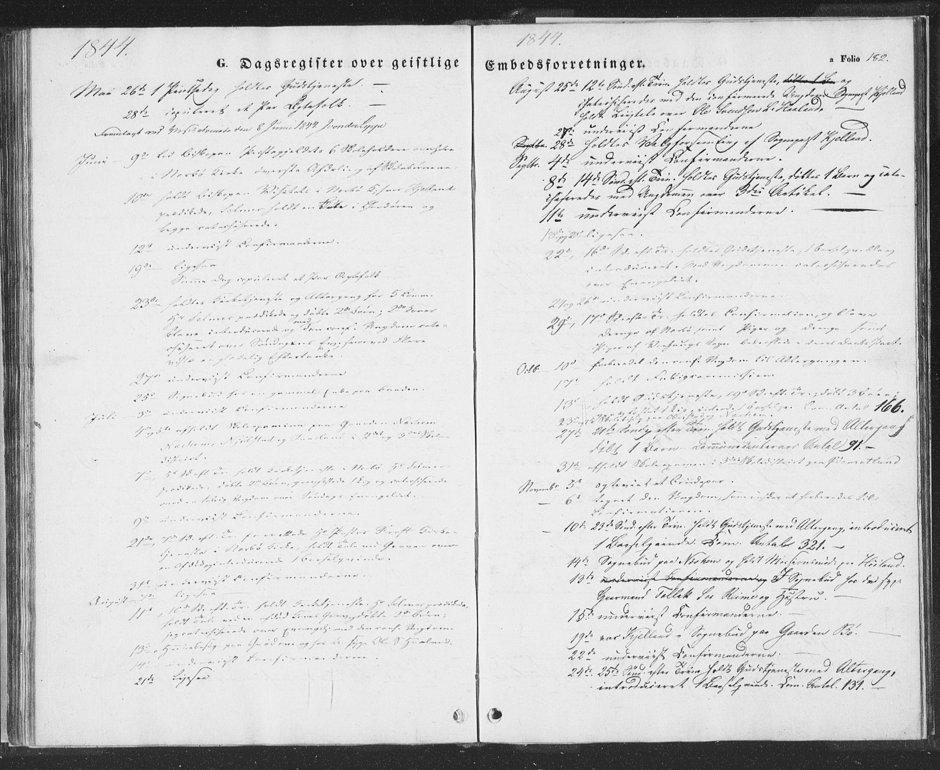 Hå sokneprestkontor, SAST/A-101801/001/30BA/L0006: Parish register (official) no. A 5, 1842-1853, p. 182