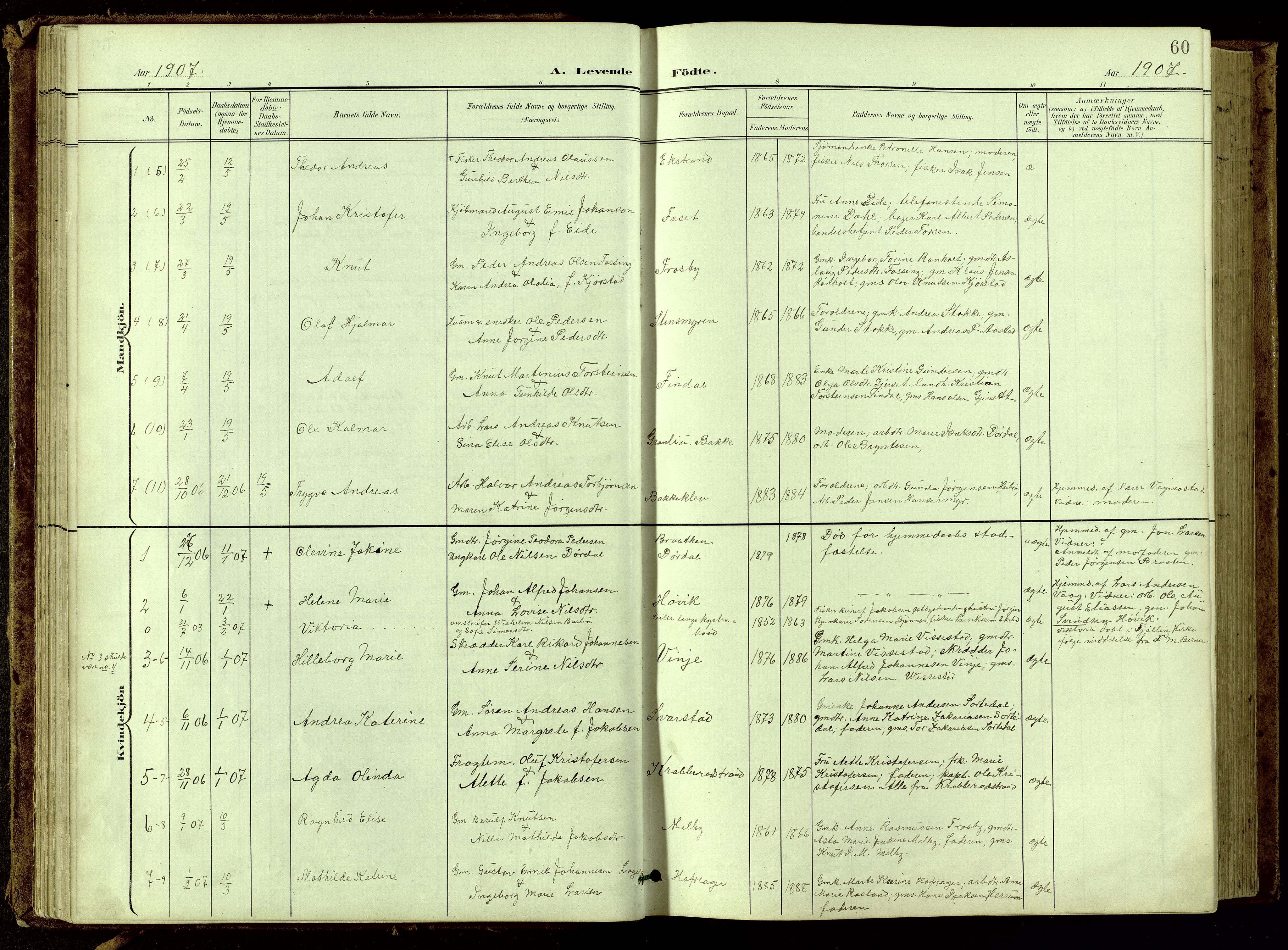 Bamble kirkebøker, SAKO/A-253/G/Ga/L0010: Parish register (copy) no. I 10, 1901-1919, p. 60