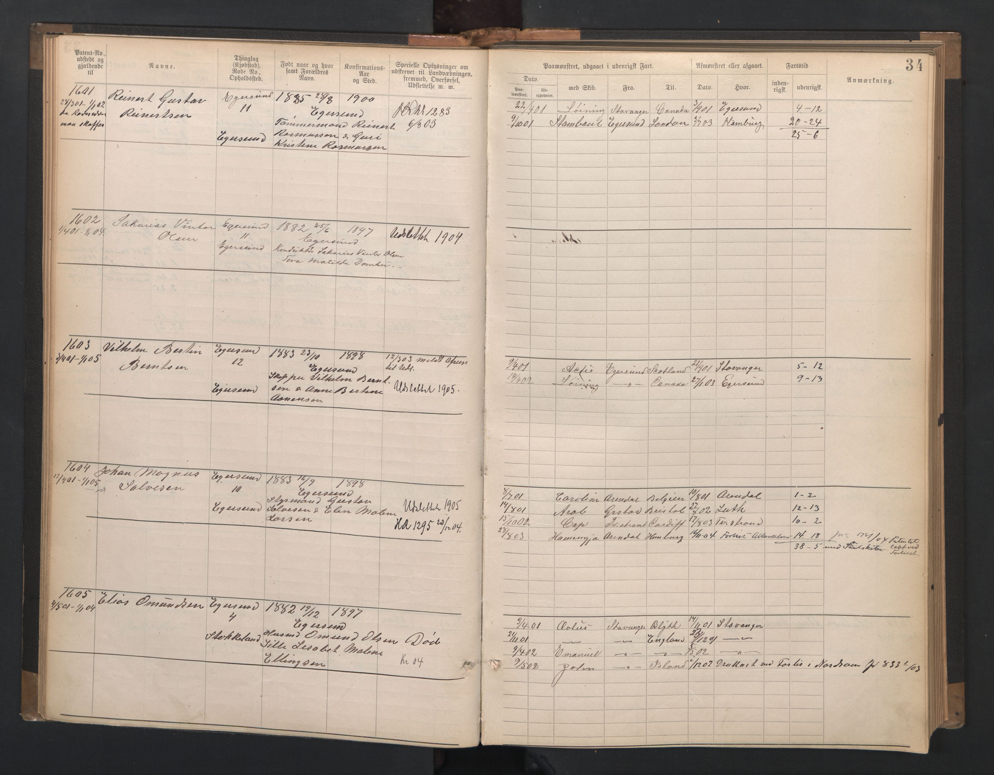 Egersund mønstringskrets, SAK/2031-0019/F/Fa/L0002: Annotasjonsrulle nr 1441-2064 med register, O-2, 1895-1931, p. 57