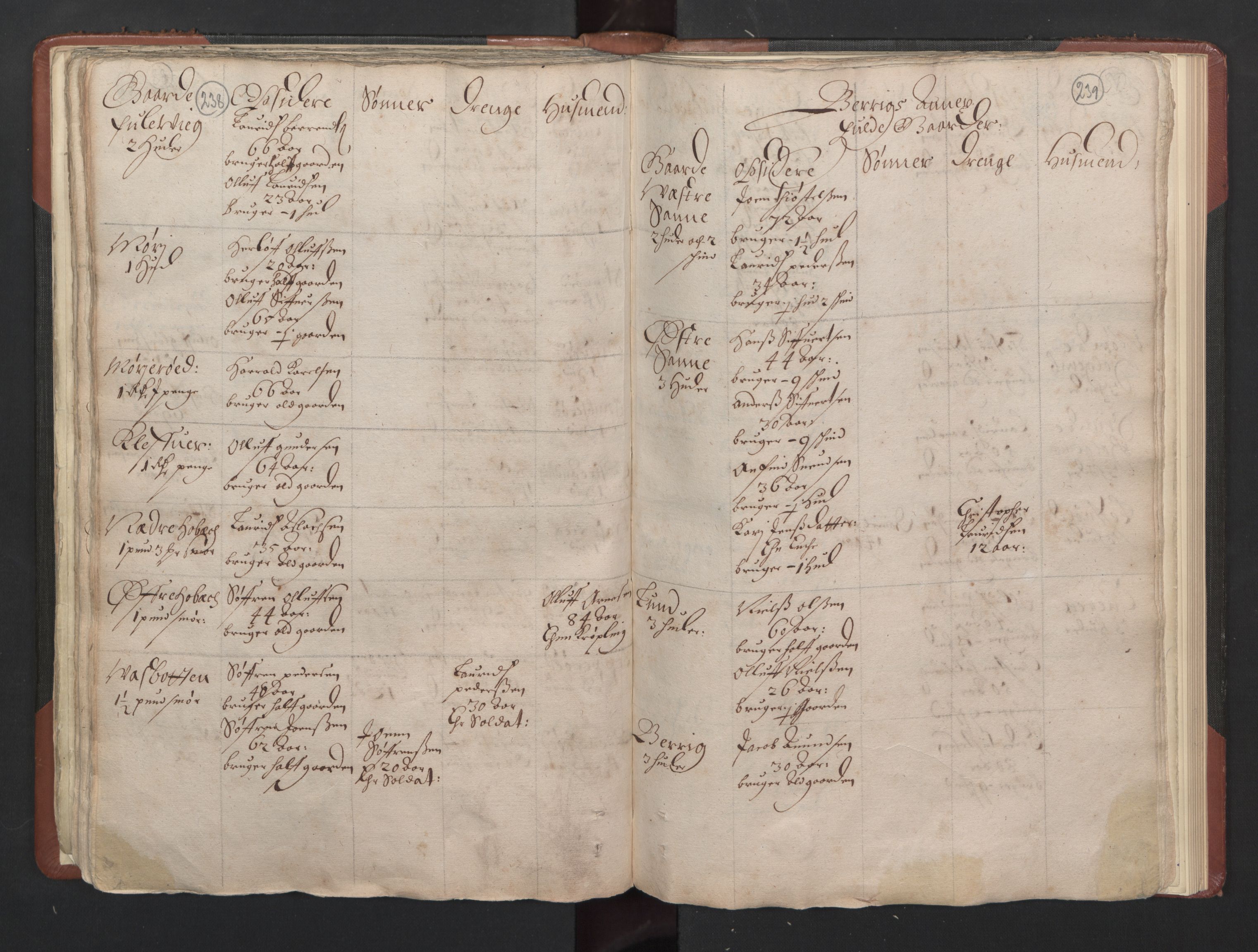RA, Bailiff's Census 1664-1666, no. 5: Modern Buskerud county and modern Vestfold county, 1664, p. 238-239