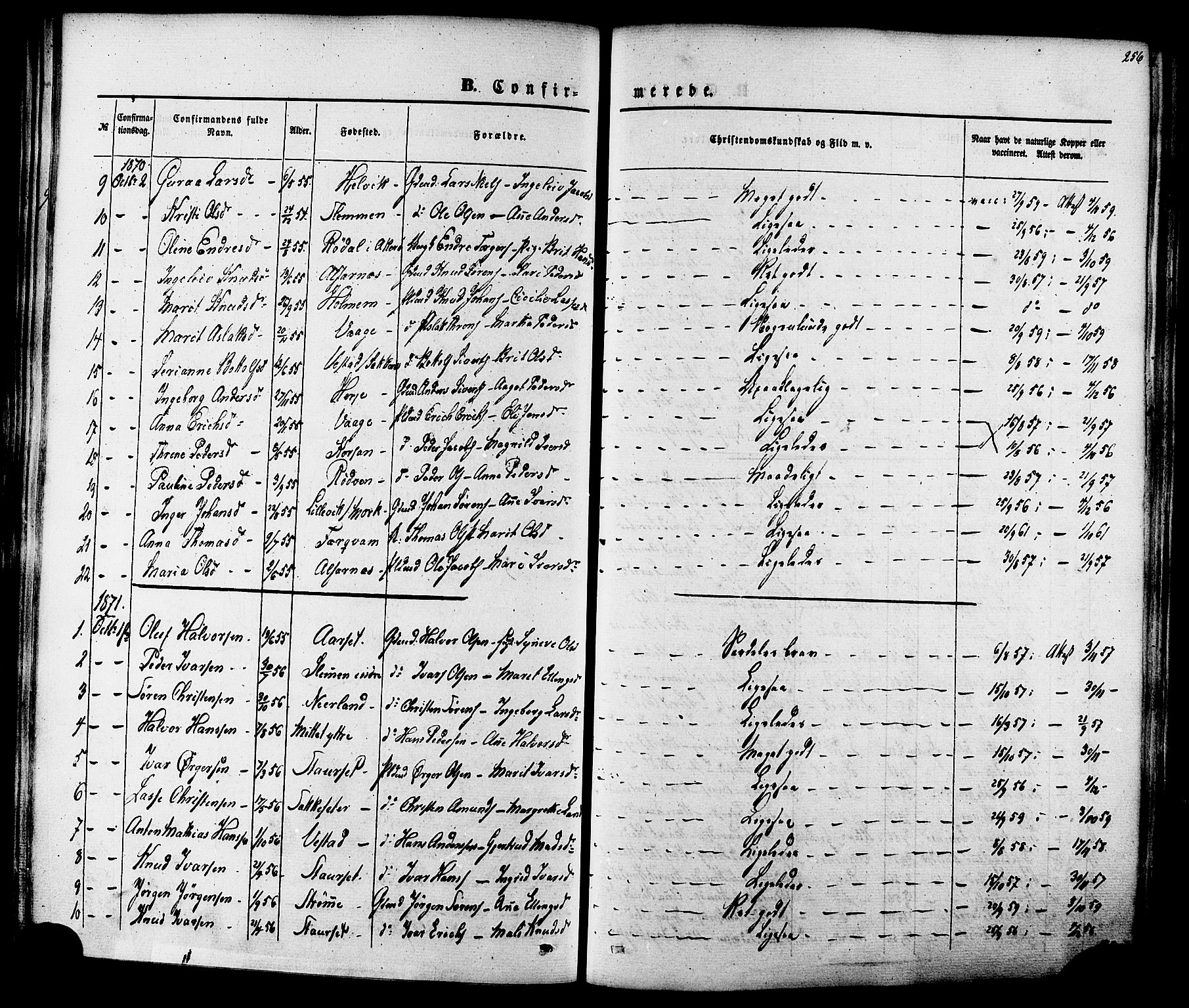 Ministerialprotokoller, klokkerbøker og fødselsregistre - Møre og Romsdal, SAT/A-1454/547/L0603: Parish register (official) no. 547A05, 1846-1877, p. 256