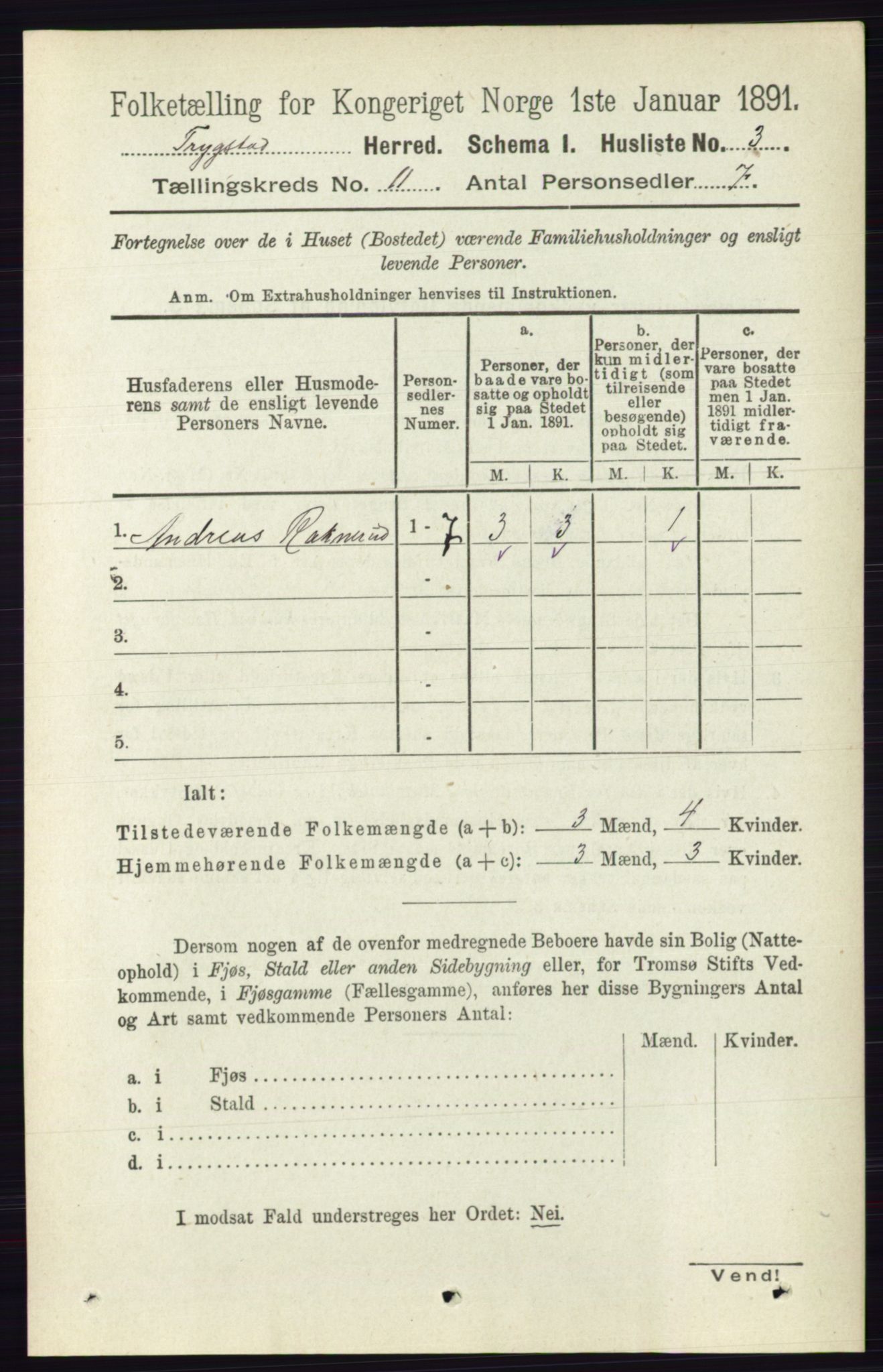 RA, 1891 Census for 0122 Trøgstad, 1891, p. 4650