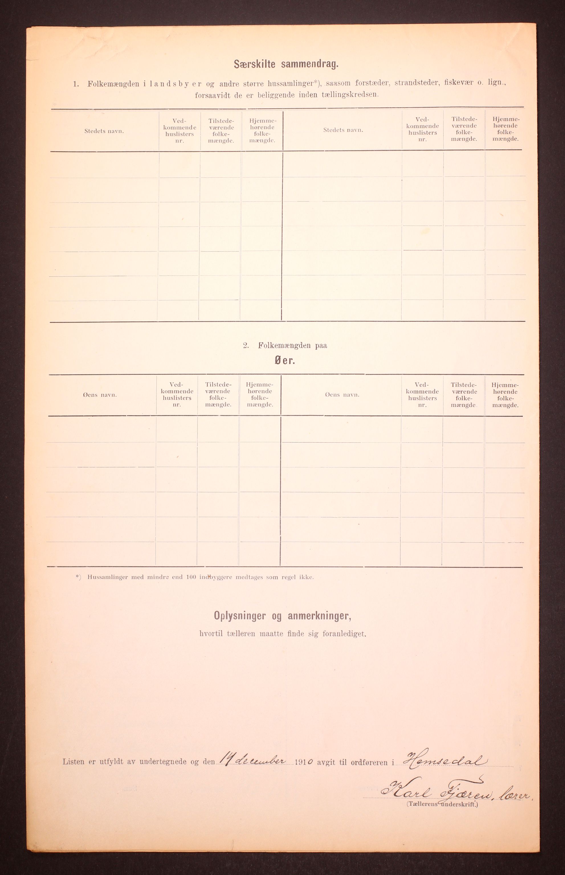 RA, 1910 census for Hemsedal, 1910, p. 9