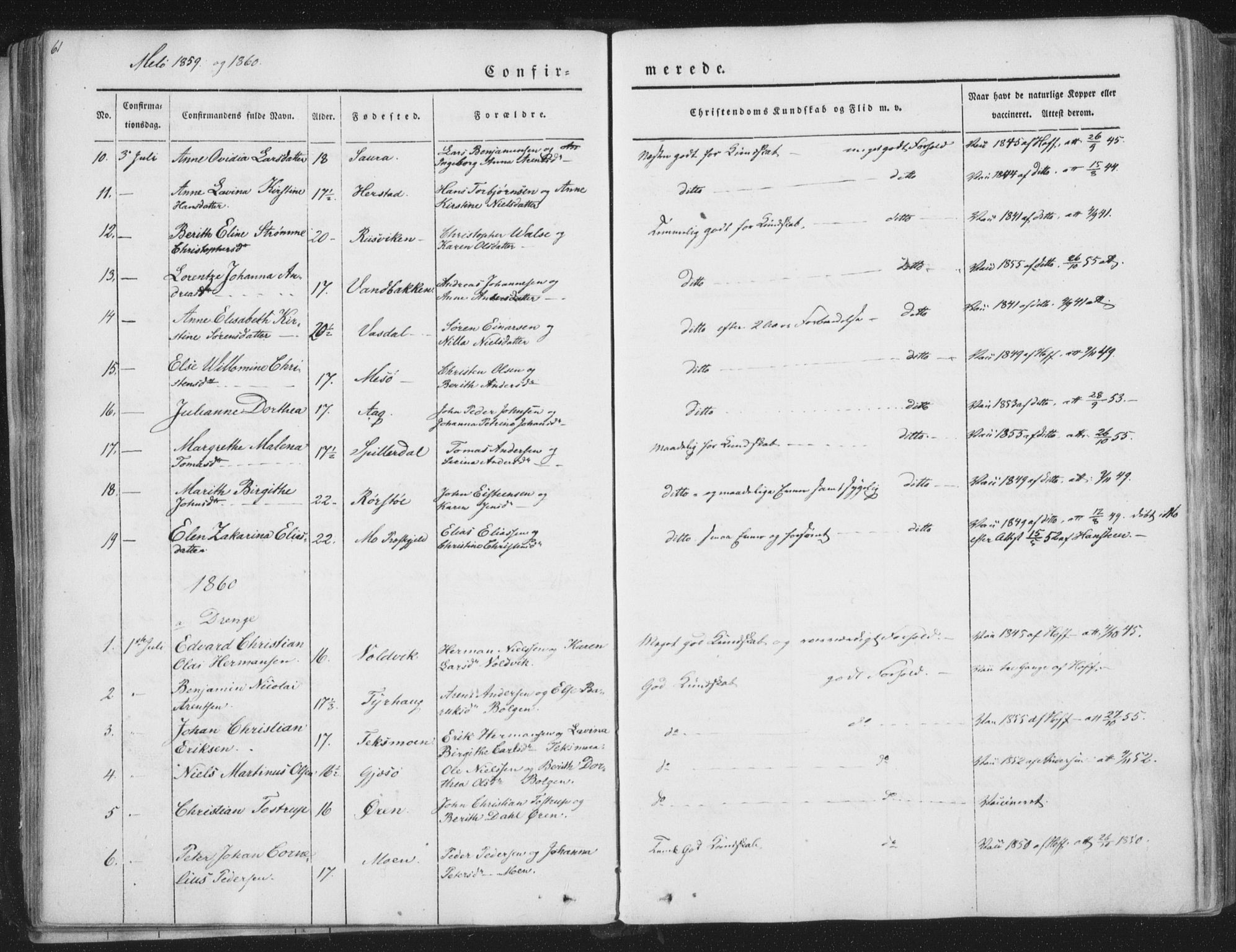 Ministerialprotokoller, klokkerbøker og fødselsregistre - Nordland, SAT/A-1459/841/L0604: Parish register (official) no. 841A09 /2, 1845-1862, p. 61