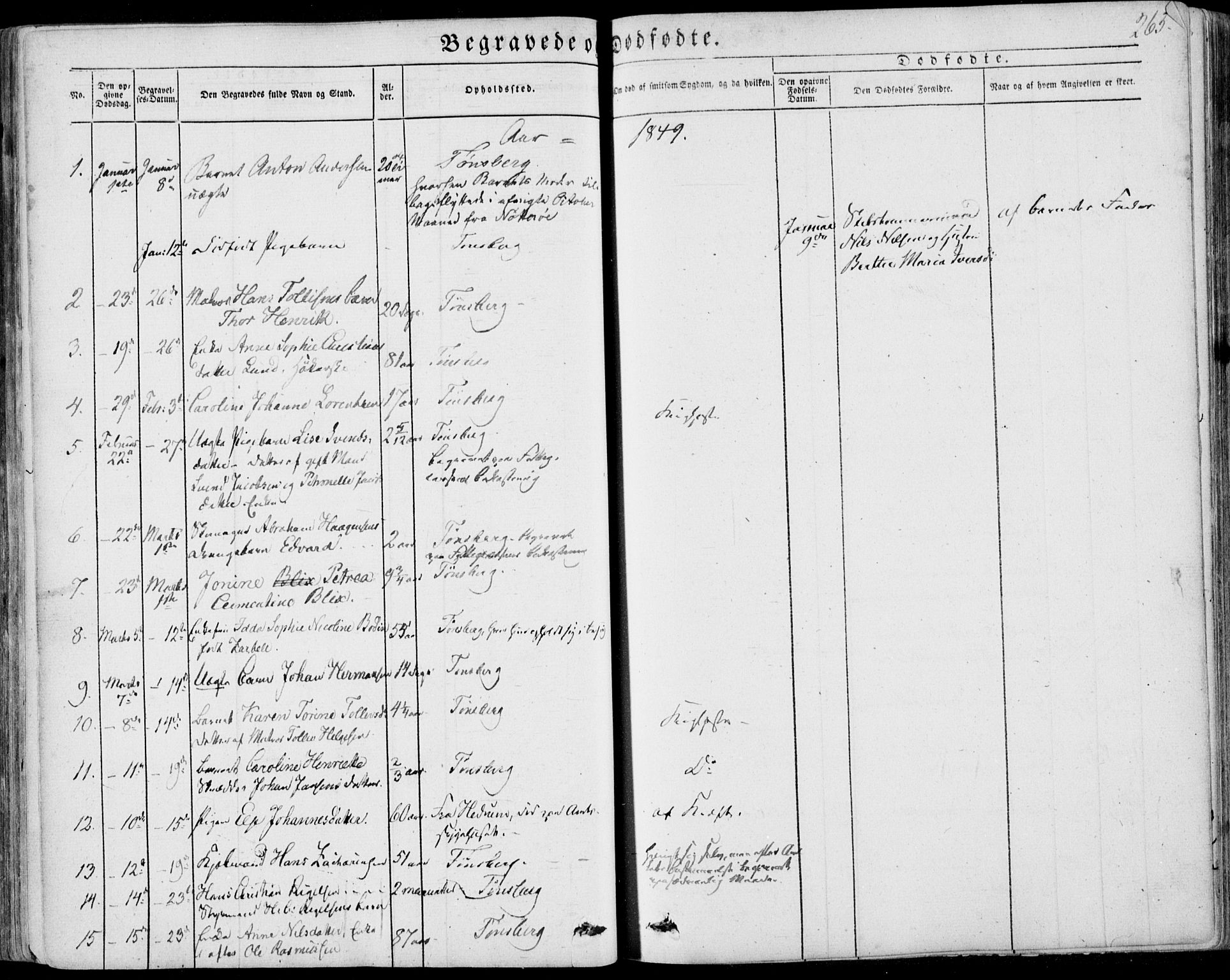 Tønsberg kirkebøker, SAKO/A-330/F/Fa/L0007: Parish register (official) no. I 7, 1845-1854, p. 265