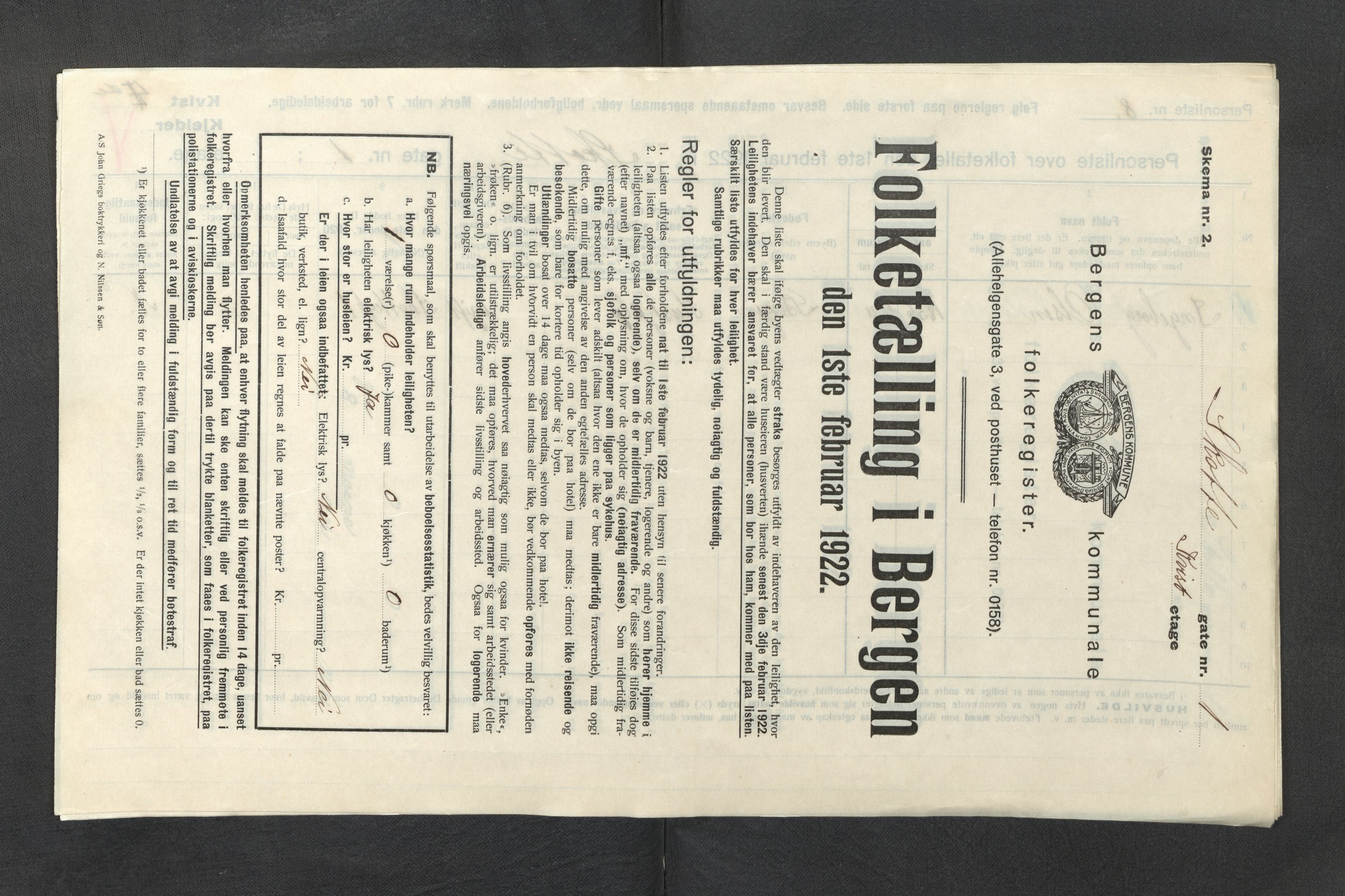 SAB, Municipal Census 1922 for Bergen, 1922, p. 37295