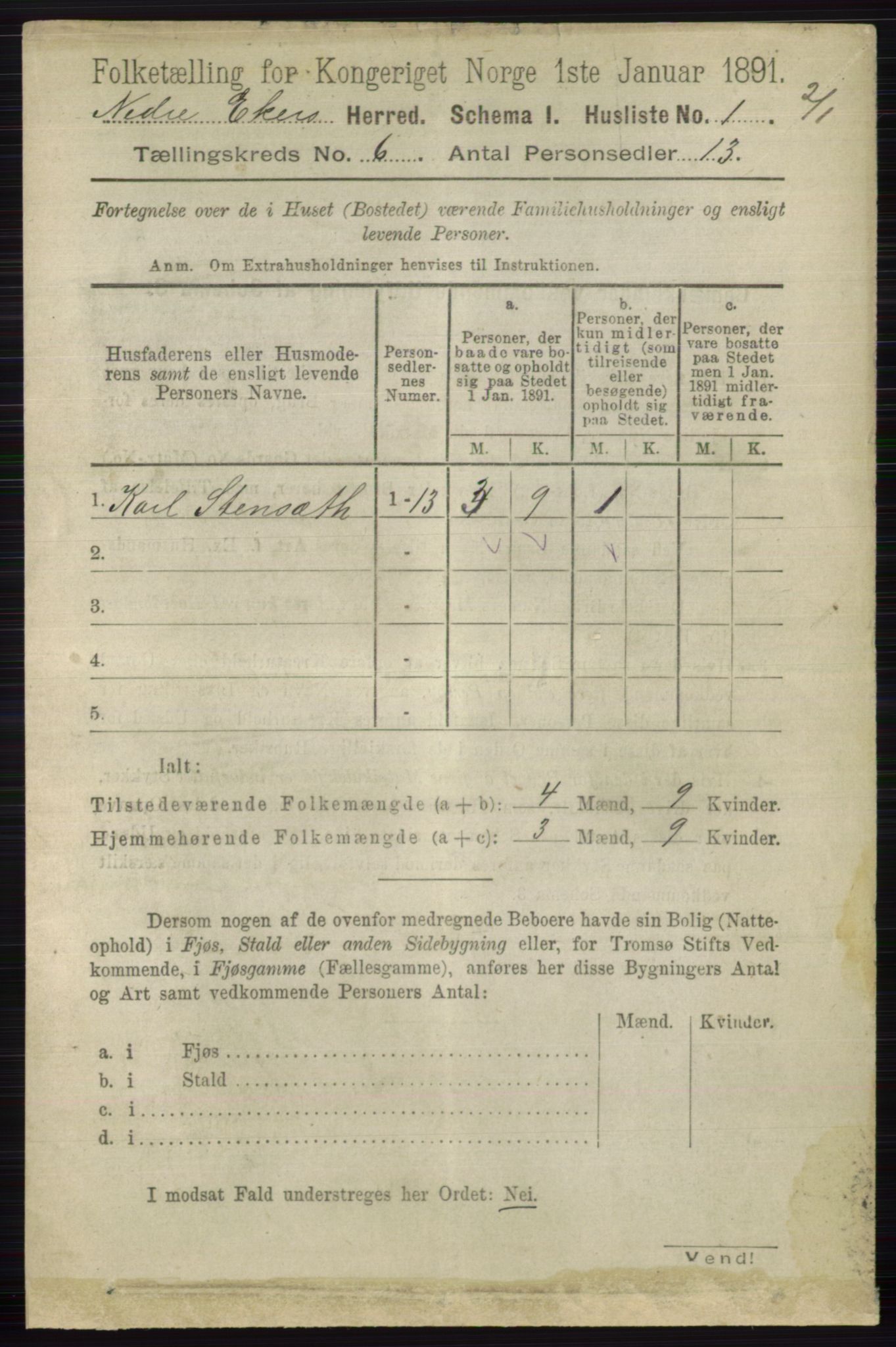 RA, 1891 census for 0625 Nedre Eiker, 1891, p. 2805