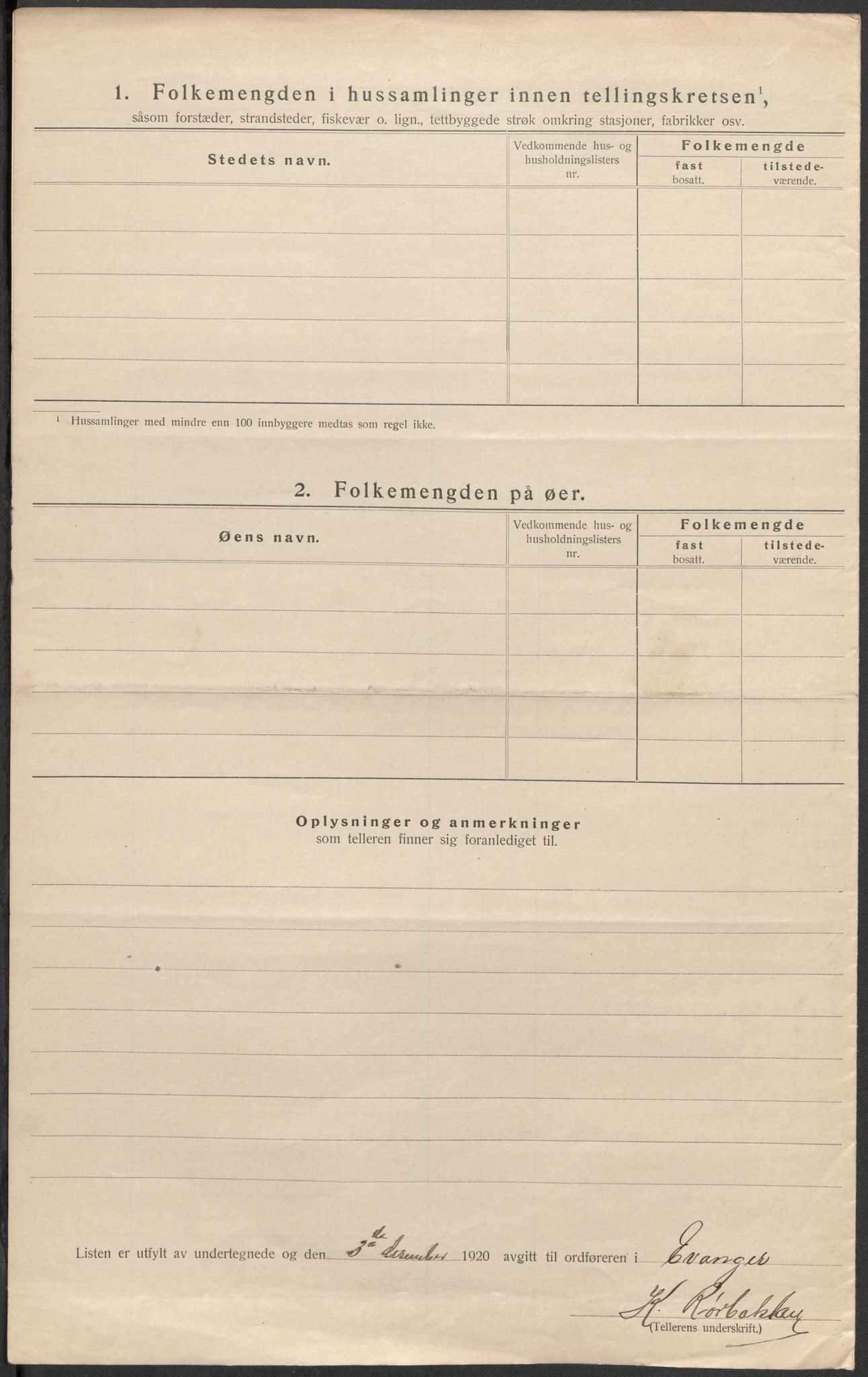 SAB, 1920 census for Evanger, 1920, p. 50