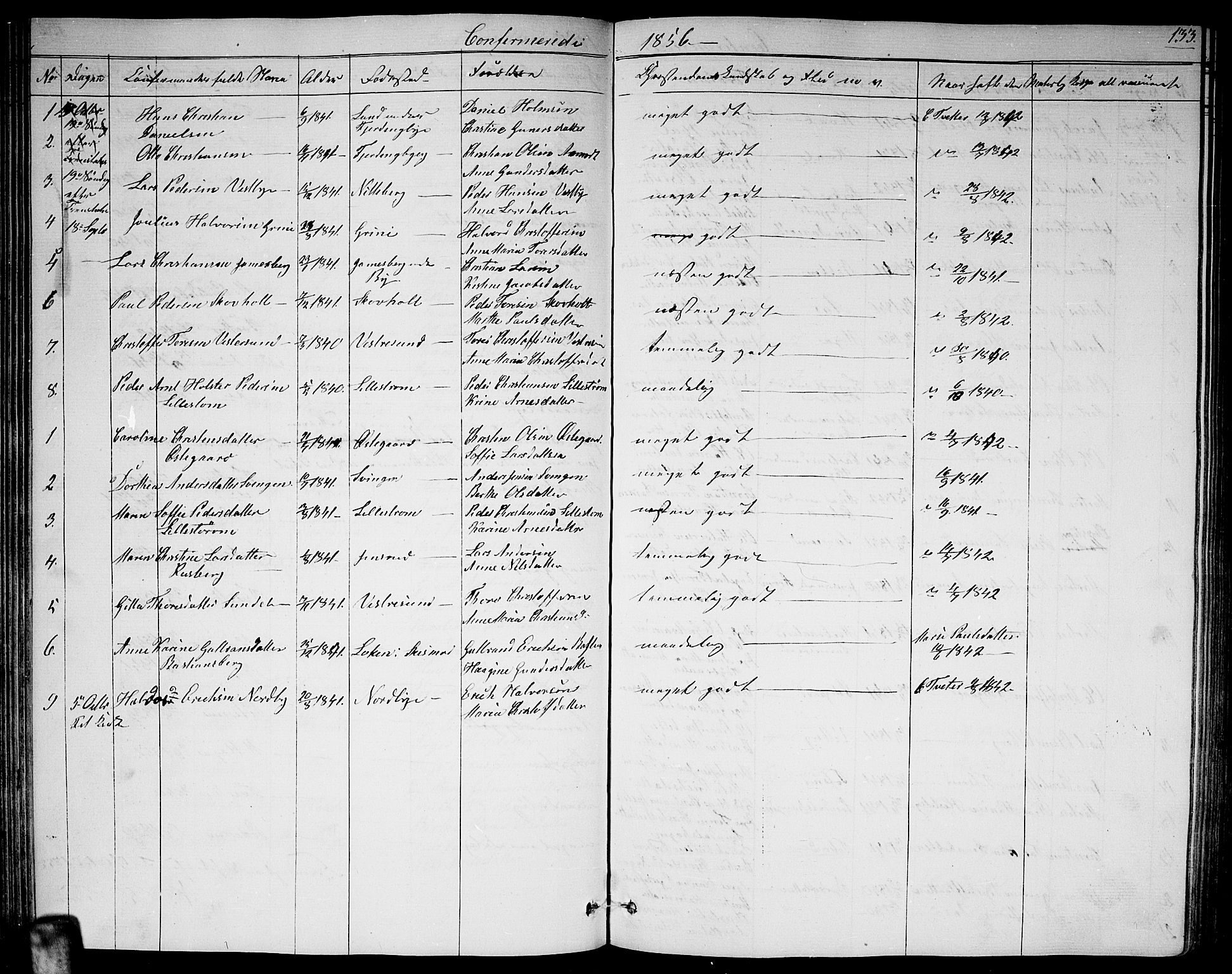 Fet prestekontor Kirkebøker, AV/SAO-A-10370a/G/Ga/L0002: Parish register (copy) no. I 2, 1843-1859, p. 133