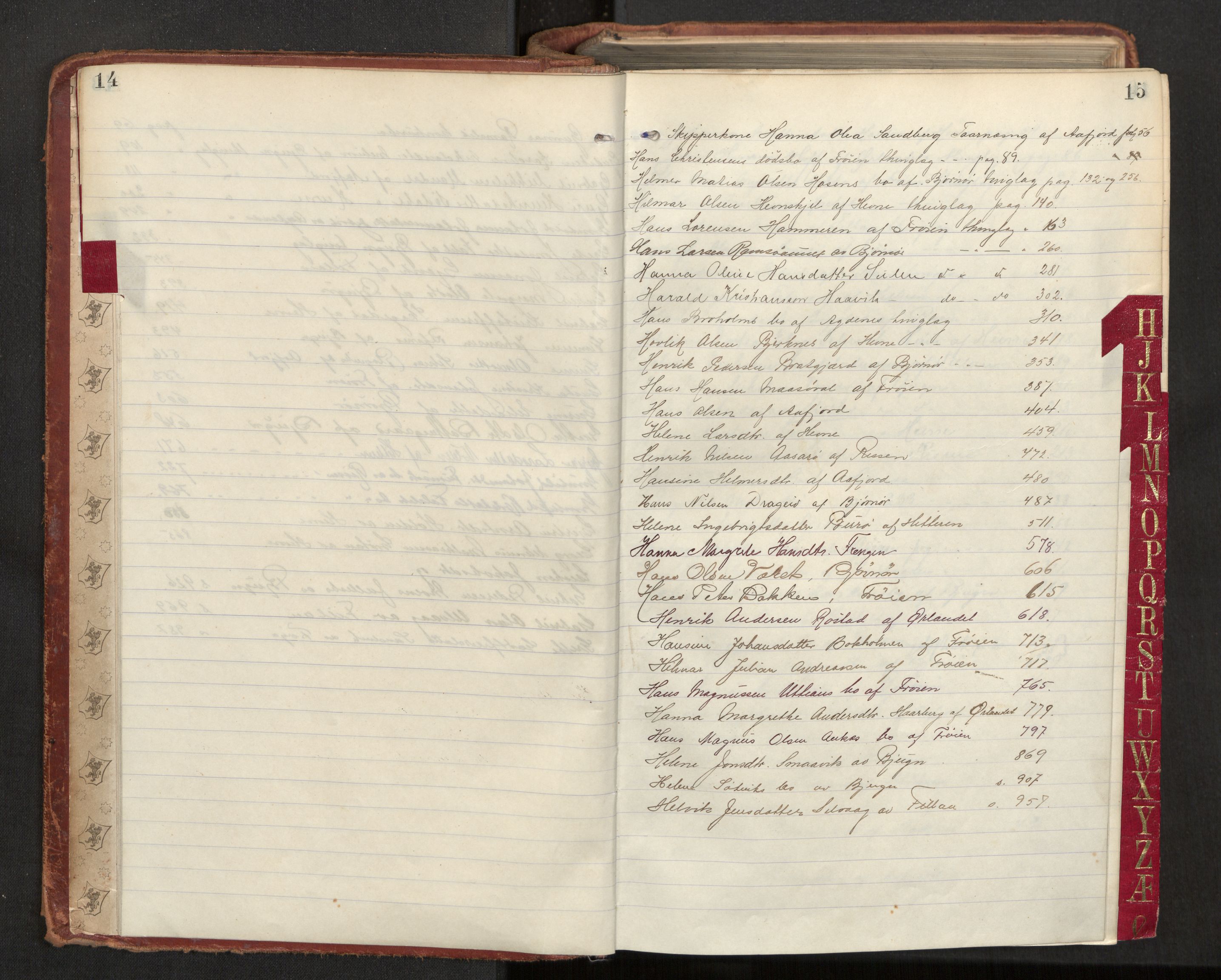 Fosen sorenskriveri, AV/SAT-A-1107/1/3/3A/L0029: Skifteutlodningsprotokoll nr. 8, 1904-1908, p. 14-15