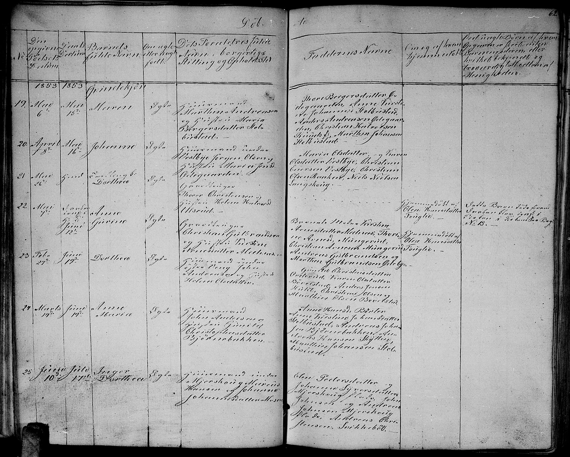 Enebakk prestekontor Kirkebøker, AV/SAO-A-10171c/G/Ga/L0004: Parish register (copy) no. I 4, 1850-1866, p. 62