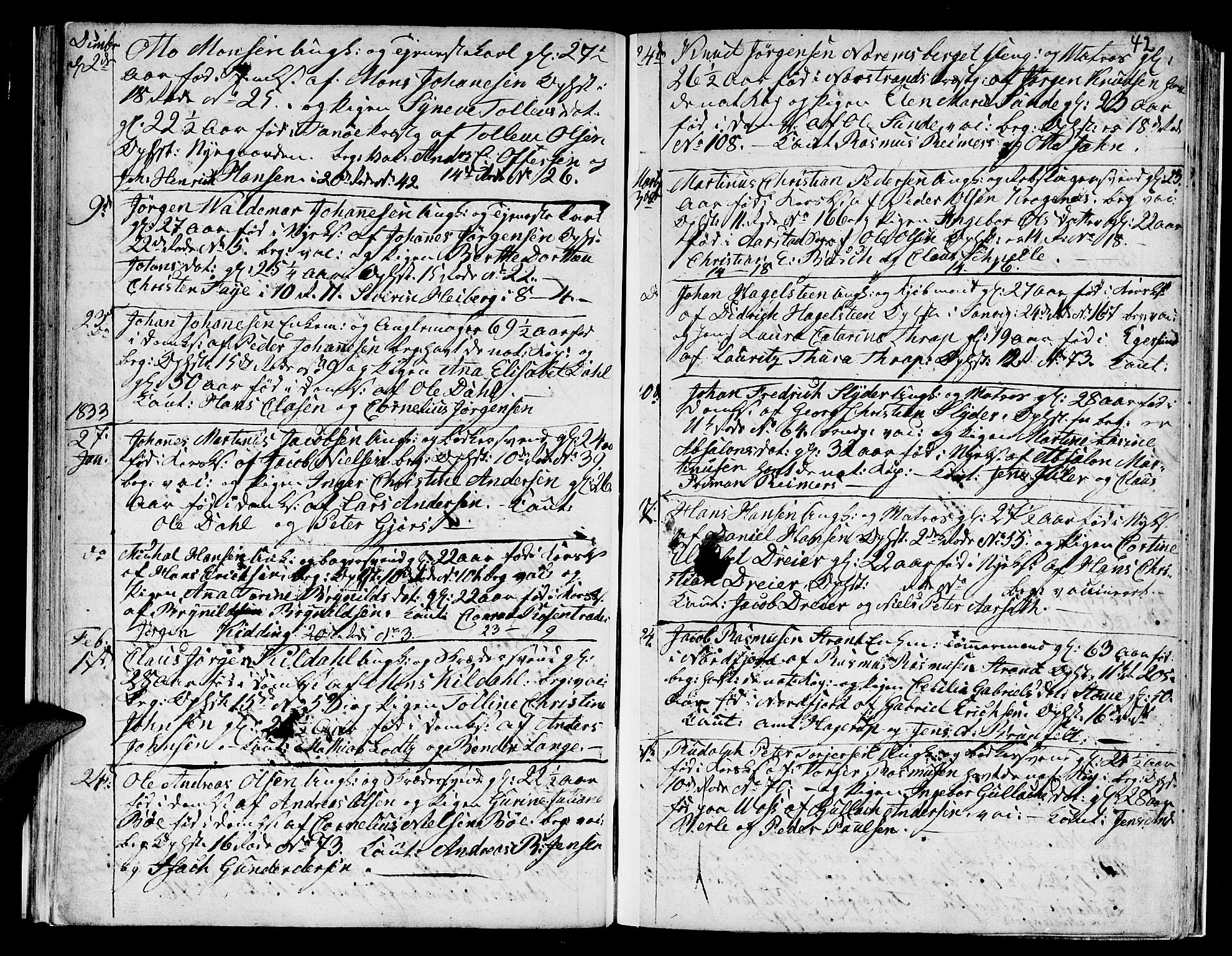 Domkirken sokneprestembete, SAB/A-74801/H/Hab/L0003: Parish register (copy) no. A 3, 1820-1853, p. 42