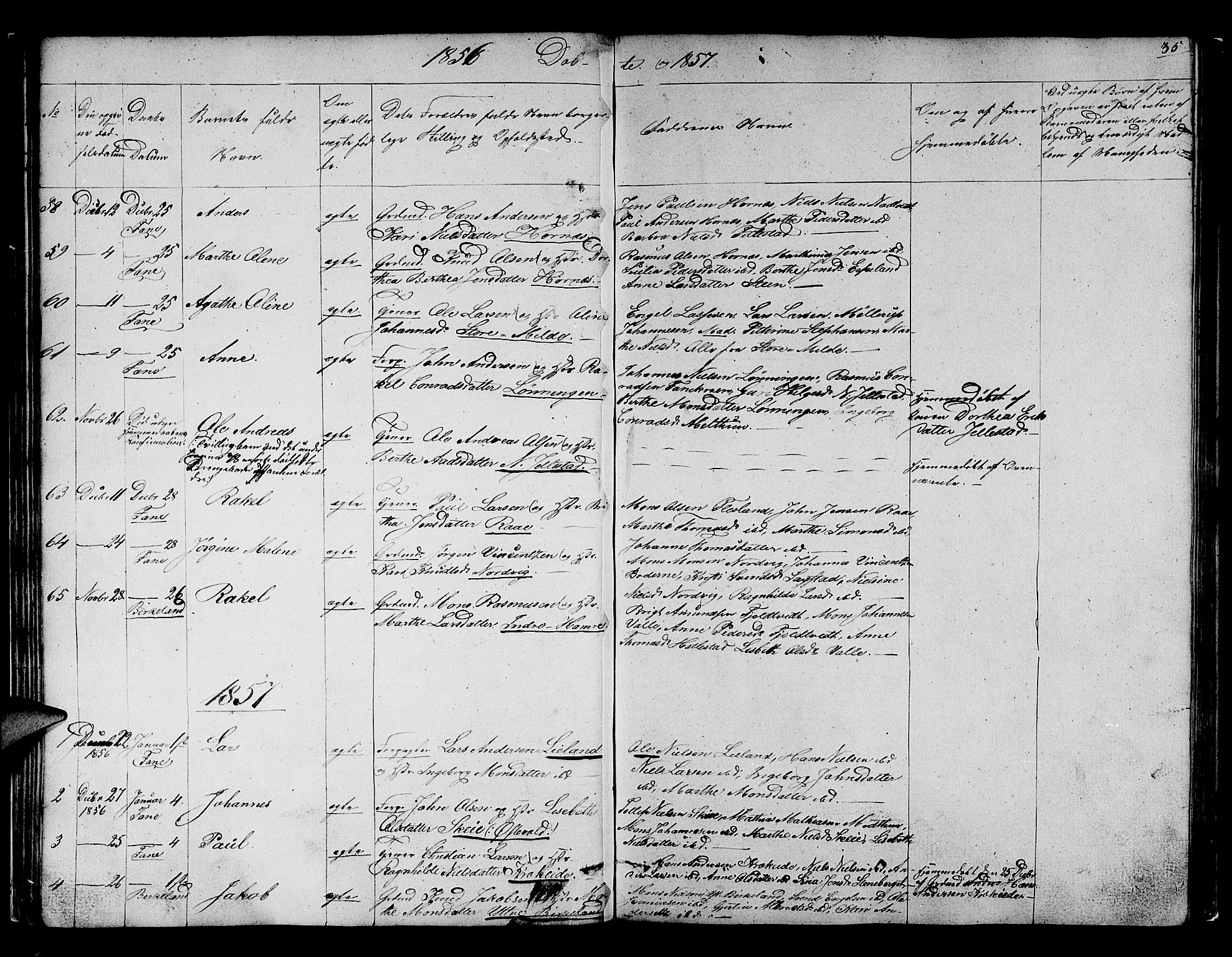 Fana Sokneprestembete, SAB/A-75101/H/Hab/Habb/L0002: Parish register (copy) no. B 2, 1851-1860, p. 35