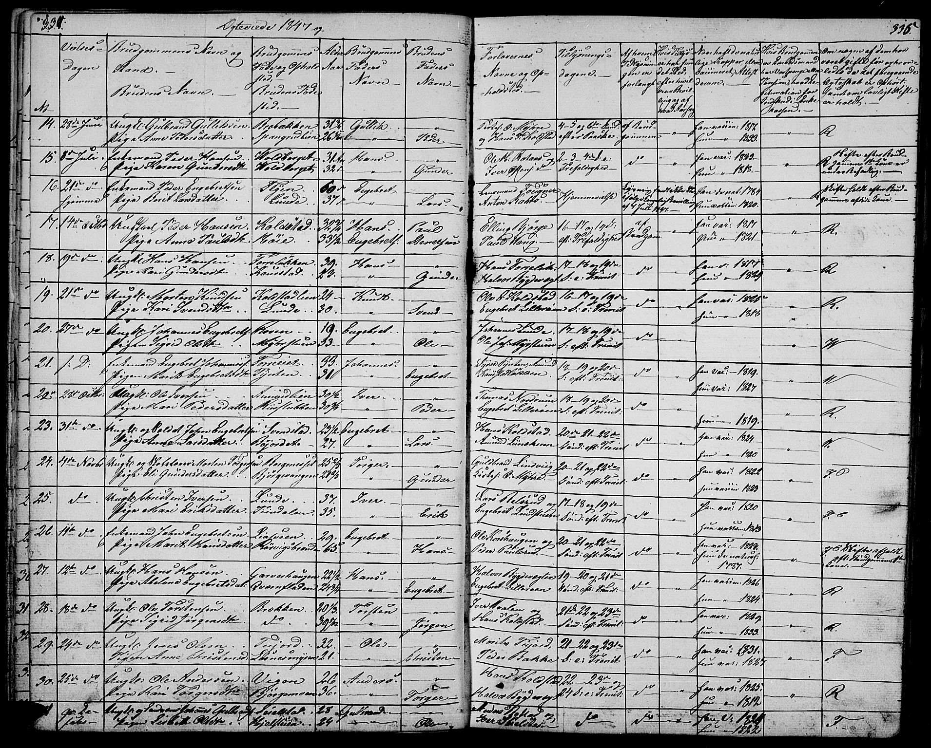 Ringebu prestekontor, SAH/PREST-082/H/Ha/Hab/L0002: Parish register (copy) no. 2, 1839-1853, p. 334-335