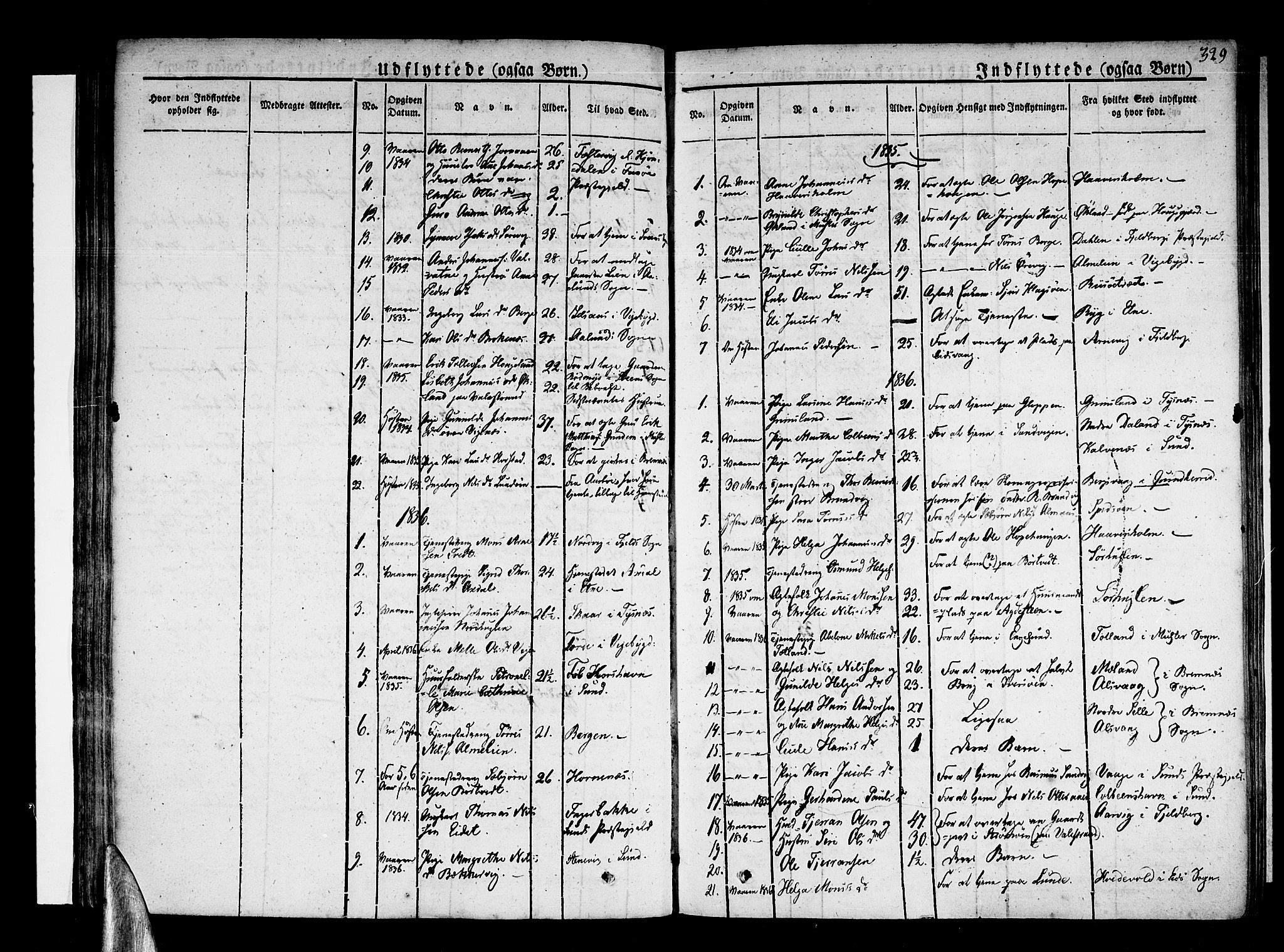 Stord sokneprestembete, SAB/A-78201/H/Haa: Parish register (official) no. A 6, 1826-1840, p. 329