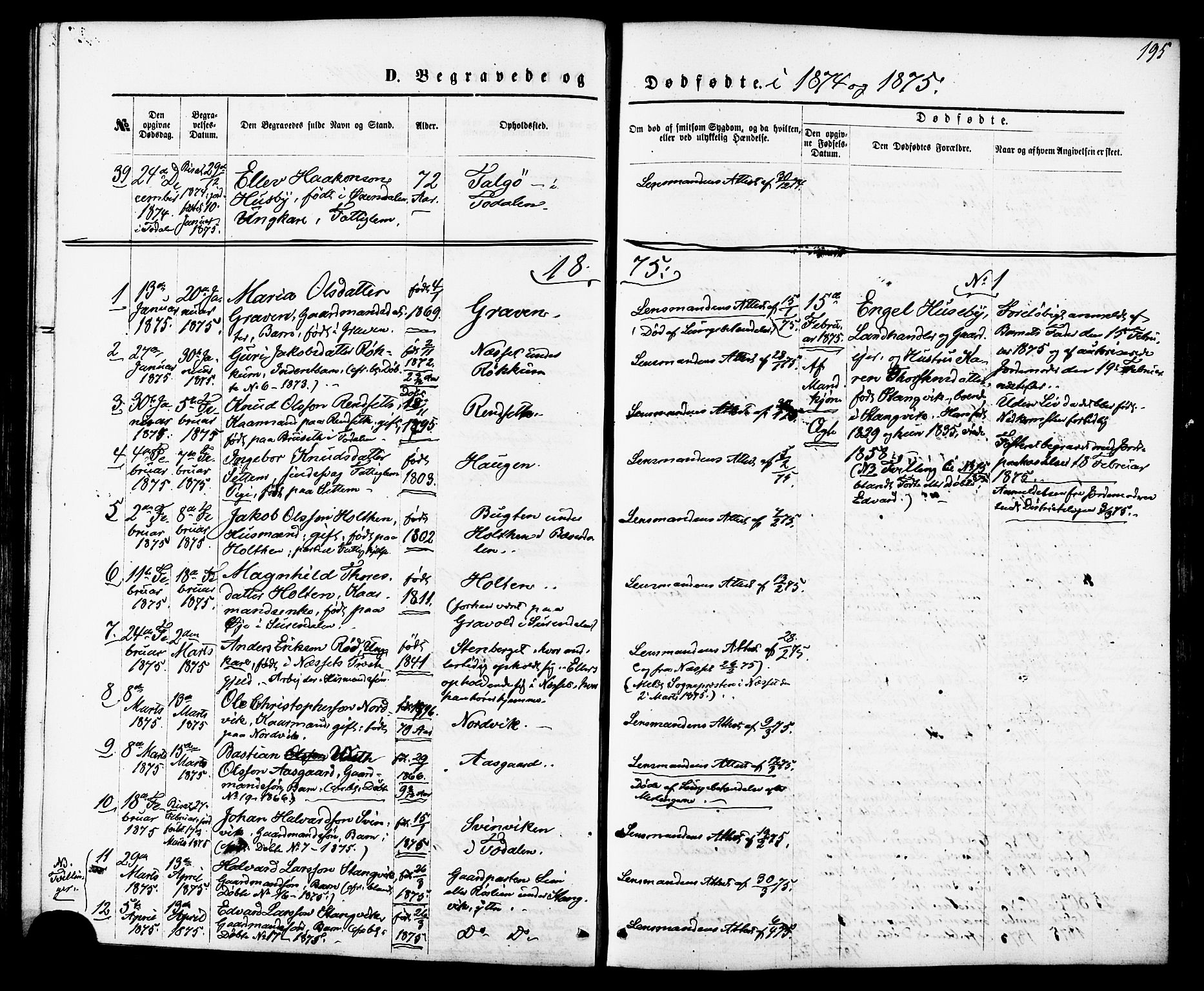 Ministerialprotokoller, klokkerbøker og fødselsregistre - Møre og Romsdal, AV/SAT-A-1454/592/L1027: Parish register (official) no. 592A05, 1865-1878, p. 195