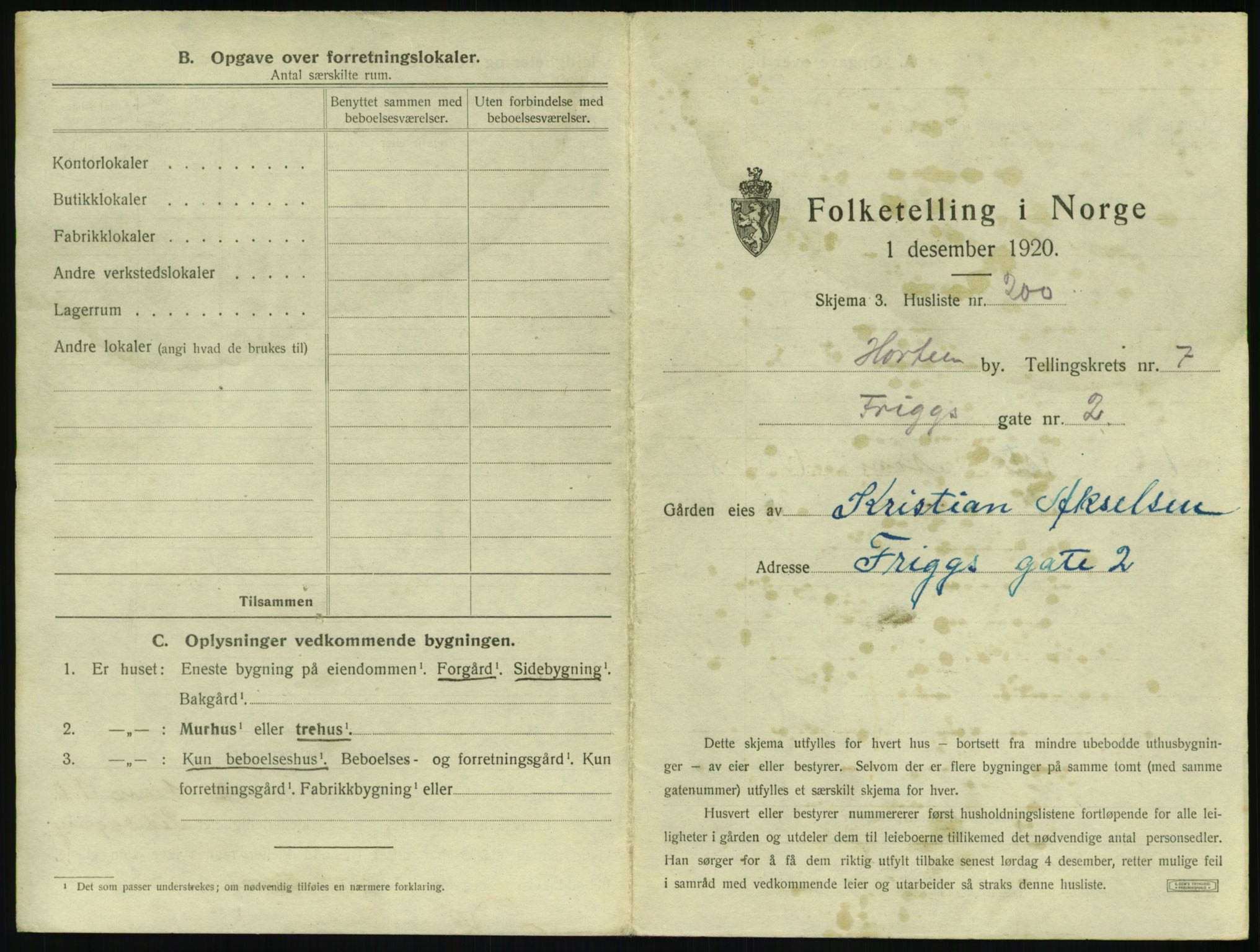 SAKO, 1920 census for Horten, 1920, p. 2797