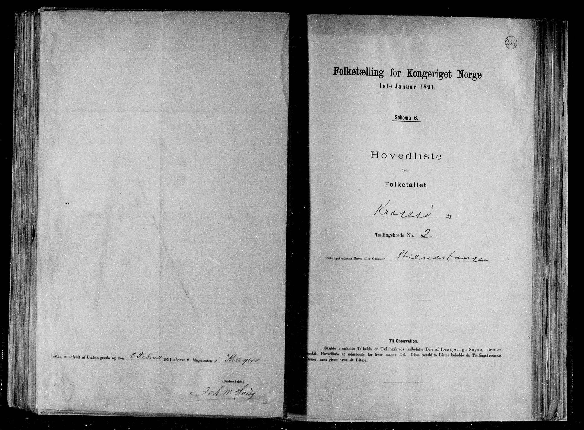 RA, 1891 census for 0801 Kragerø, 1891, p. 7