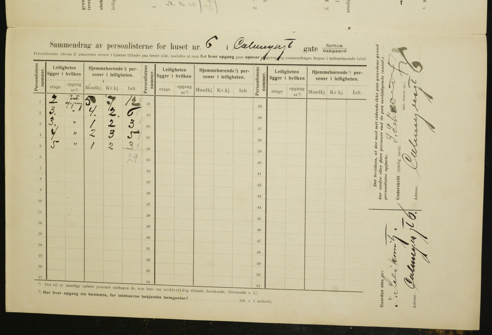 OBA, Municipal Census 1910 for Kristiania, 1910, p. 10877