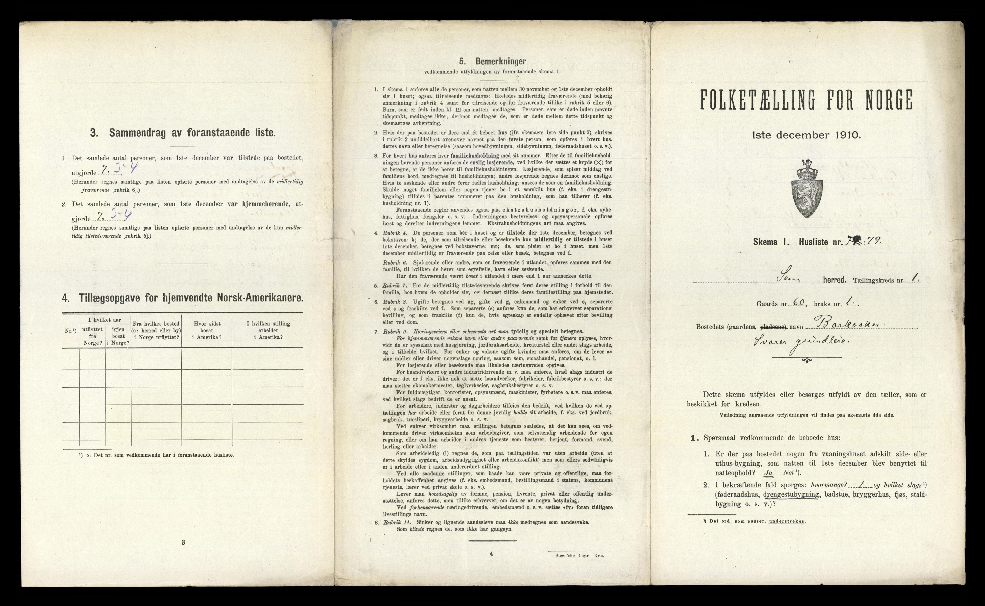 RA, 1910 census for Sem, 1910, p. 218