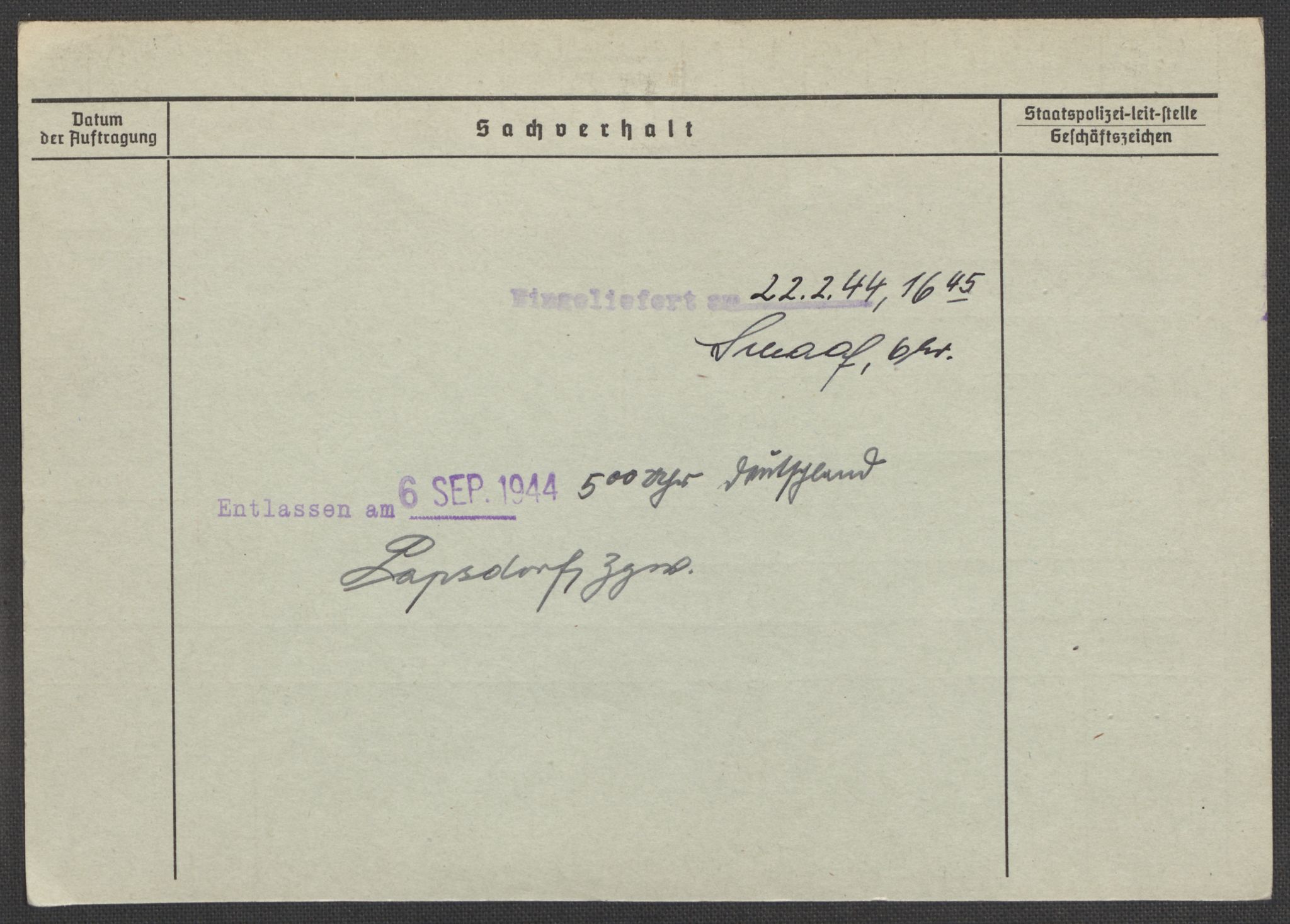 Befehlshaber der Sicherheitspolizei und des SD, AV/RA-RAFA-5969/E/Ea/Eaa/L0010: Register over norske fanger i Møllergata 19: Sø-Å, 1940-1945, p. 1171