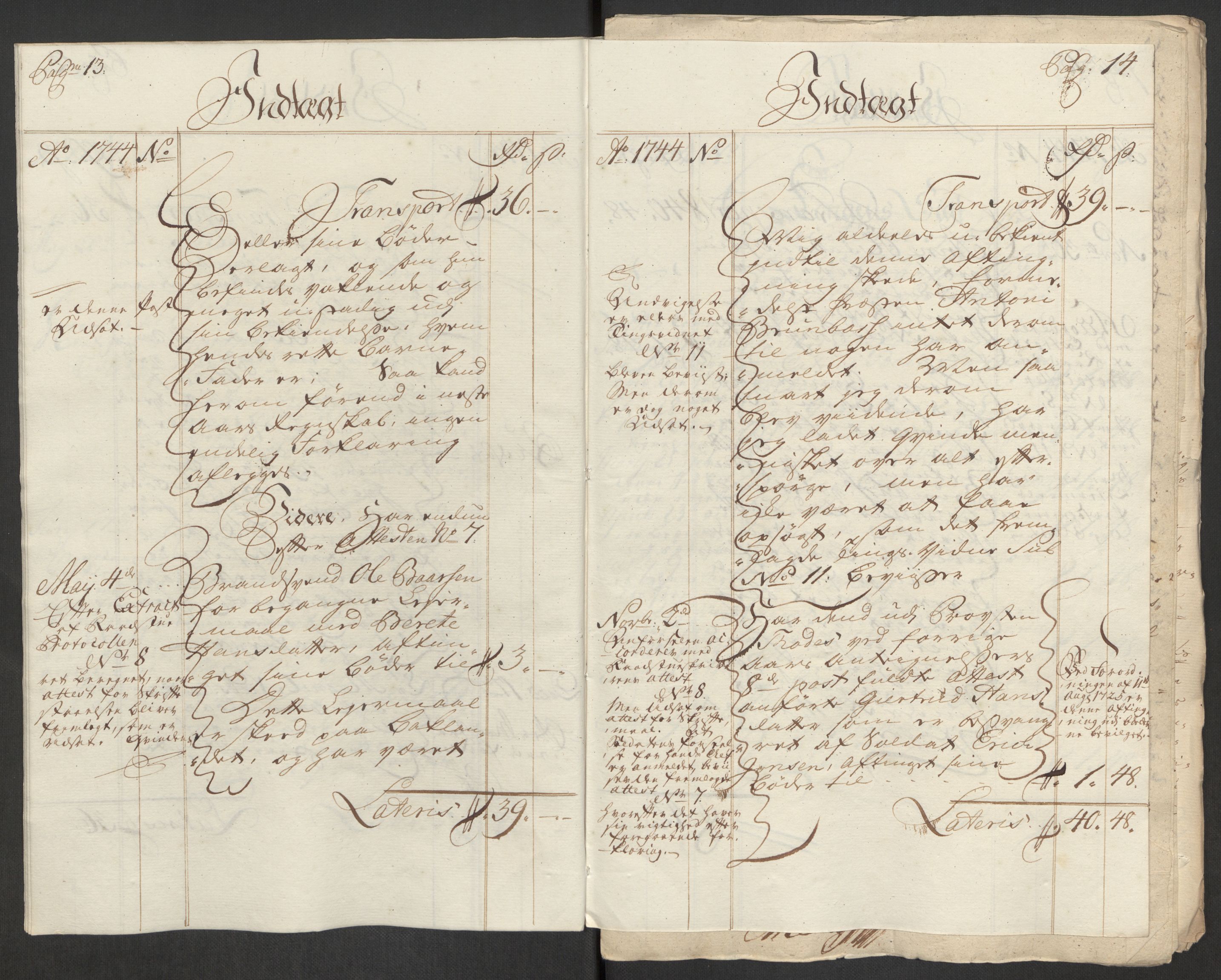 Rentekammeret inntil 1814, Reviderte regnskaper, Byregnskaper, AV/RA-EA-4066/R/Rs/L0541: [S22] Sikt og sakefall, 1743-1746, p. 127