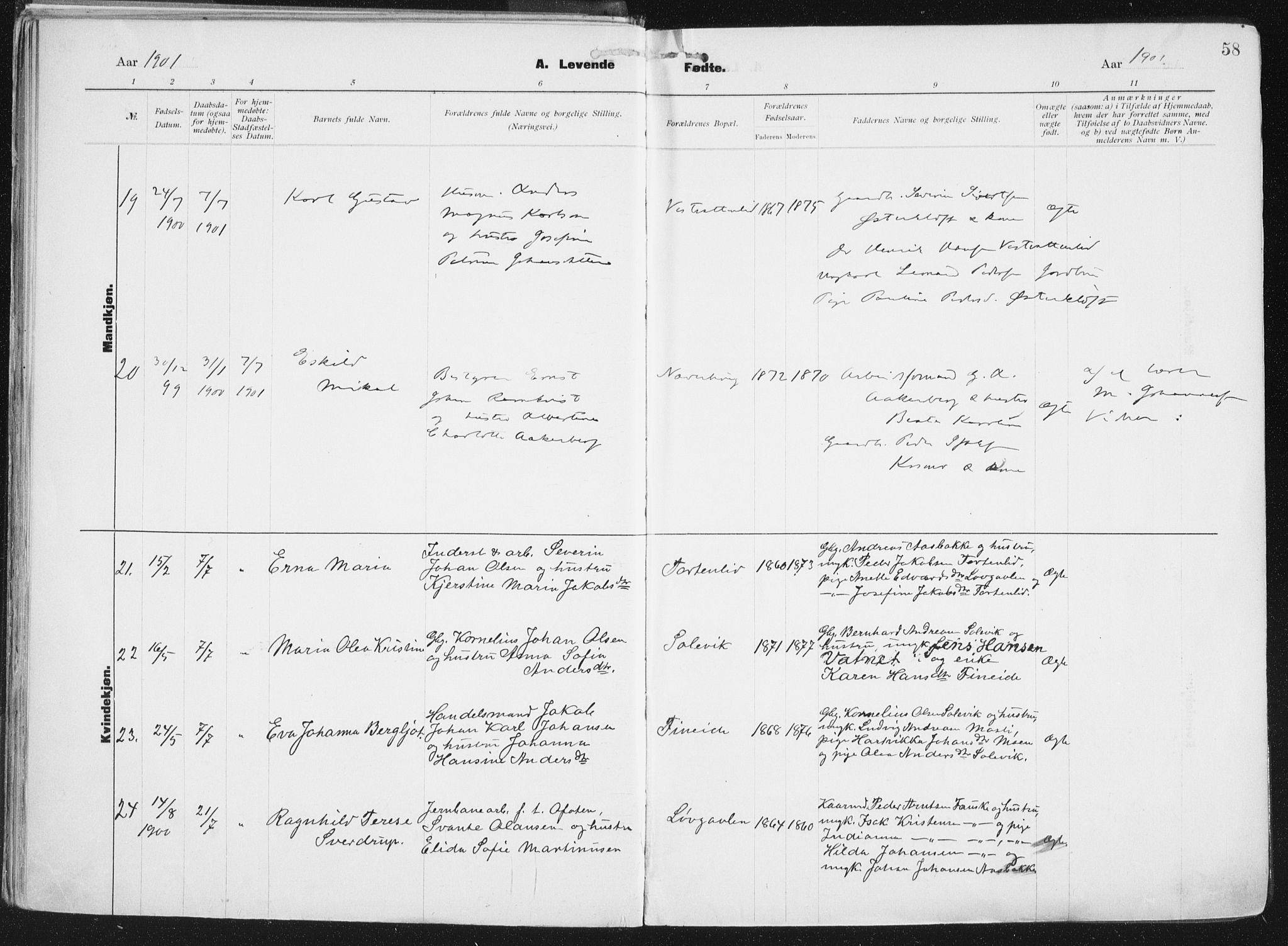 Ministerialprotokoller, klokkerbøker og fødselsregistre - Nordland, AV/SAT-A-1459/849/L0696: Parish register (official) no. 849A08, 1898-1910, p. 58