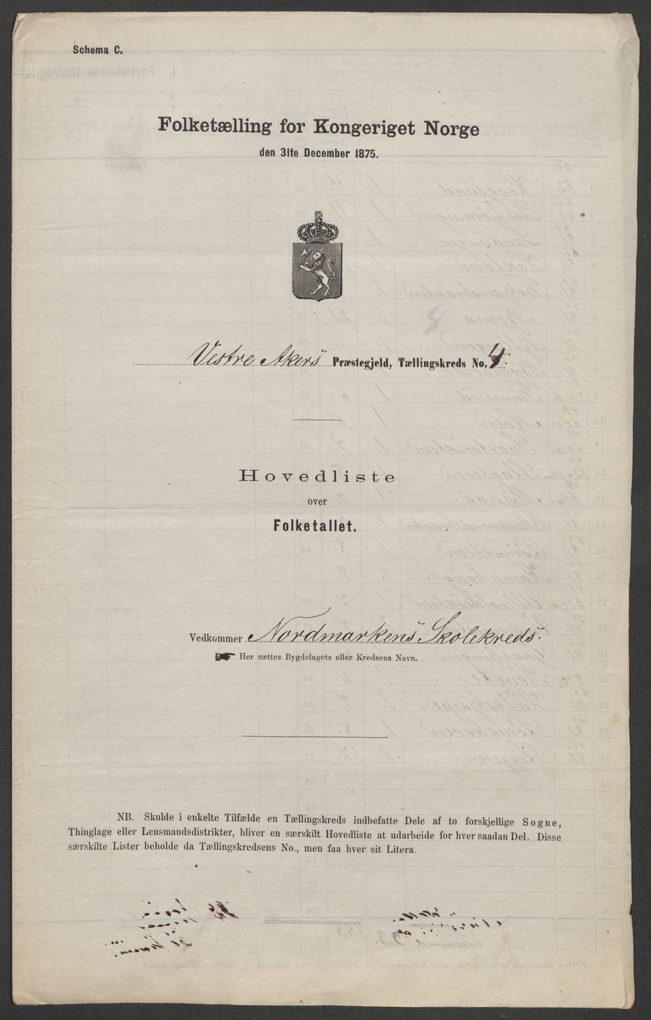 RA, 1875 census for 0218aP Vestre Aker, 1875, p. 52
