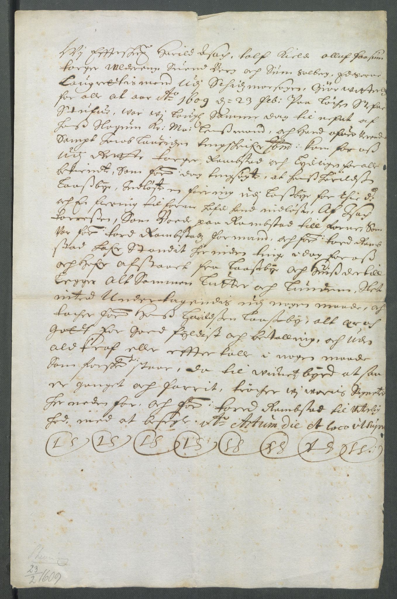 Riksarkivets diplomsamling, RA/EA-5965/F02/L0118: Dokumenter, 1609, p. 9