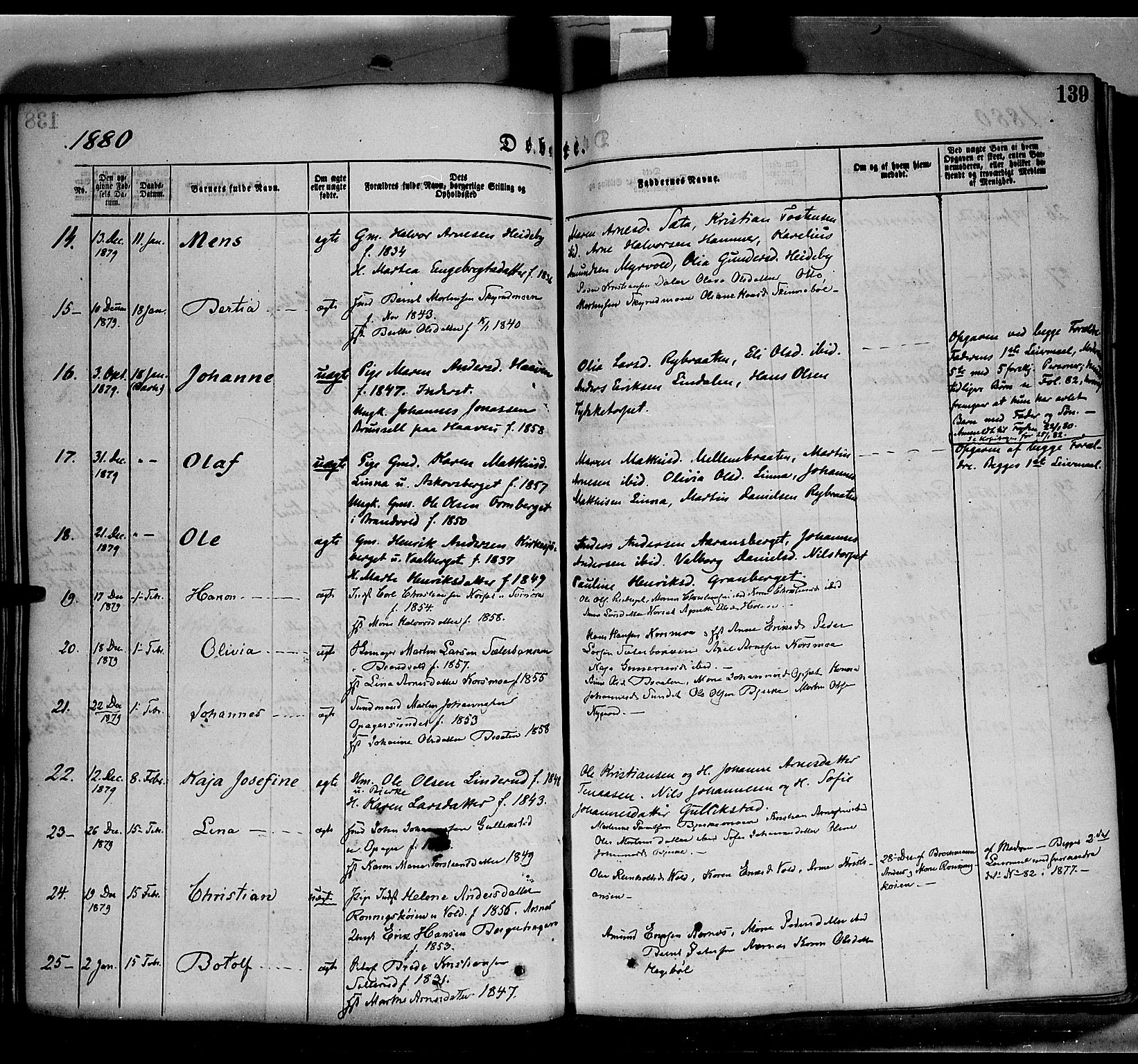 Grue prestekontor, AV/SAH-PREST-036/H/Ha/Haa/L0011: Parish register (official) no. 11, 1873-1880, p. 139