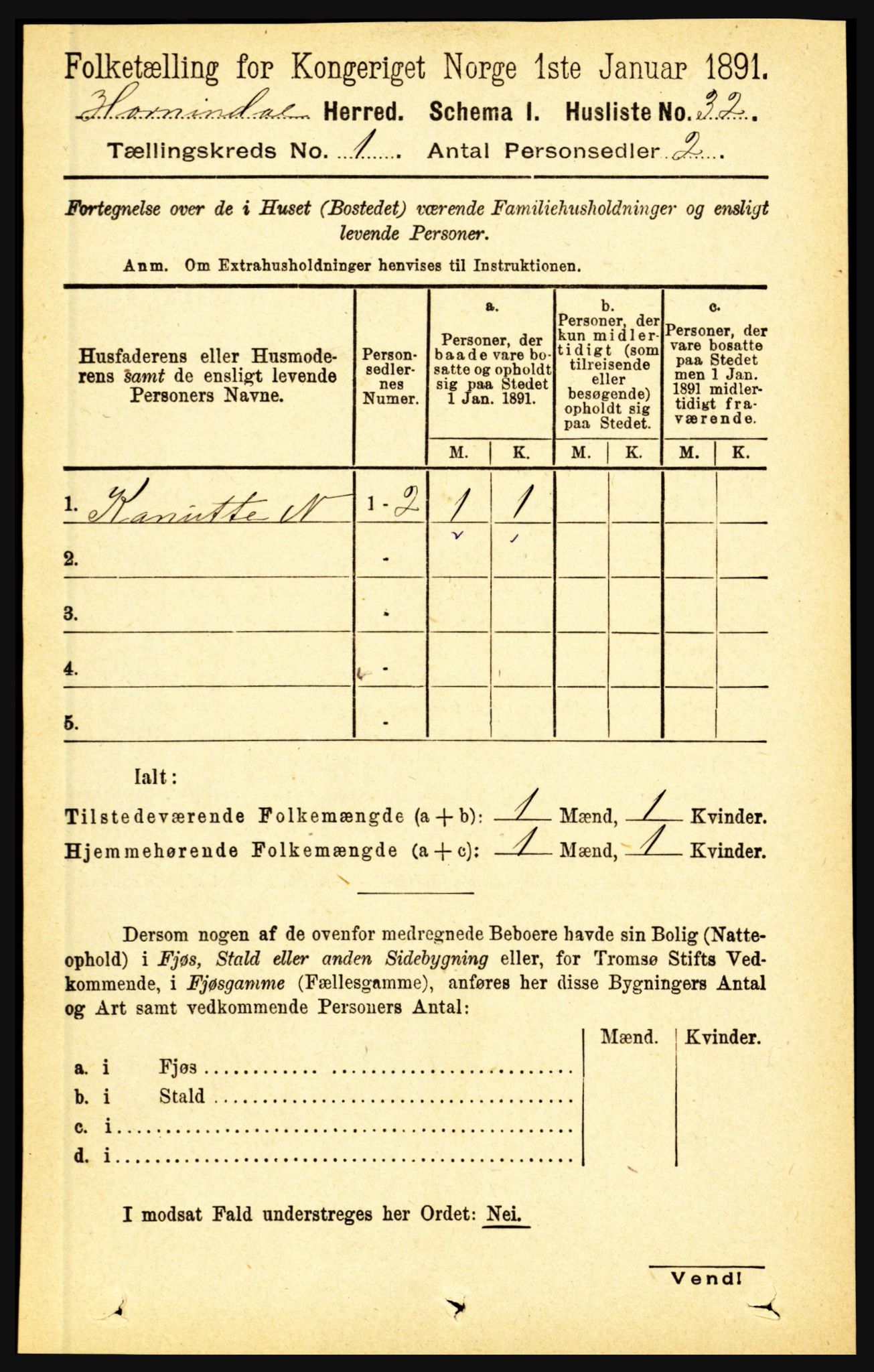 RA, 1891 census for 1444 Hornindal, 1891, p. 55